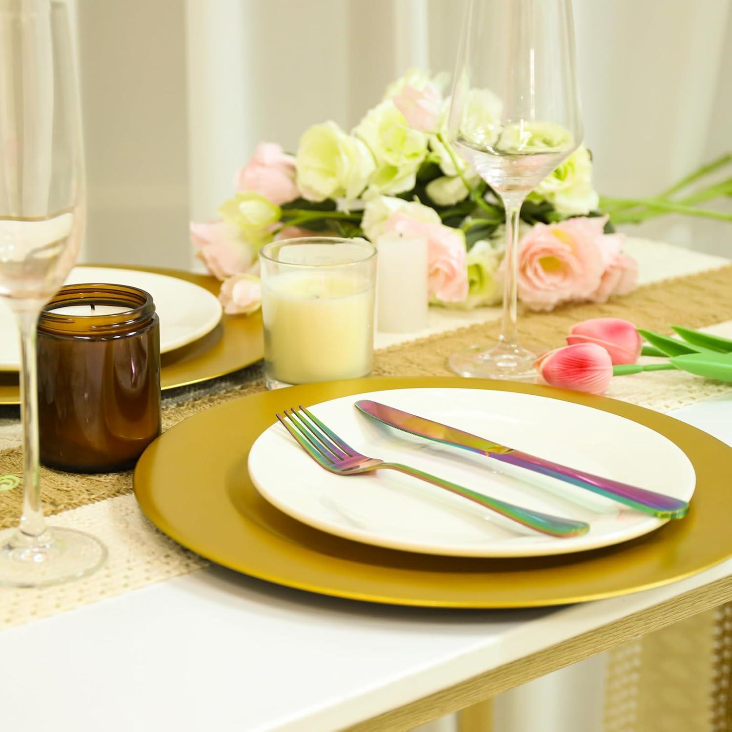 18 Platos Cargadores Dorados Hoemwarm 33cm para Eventos