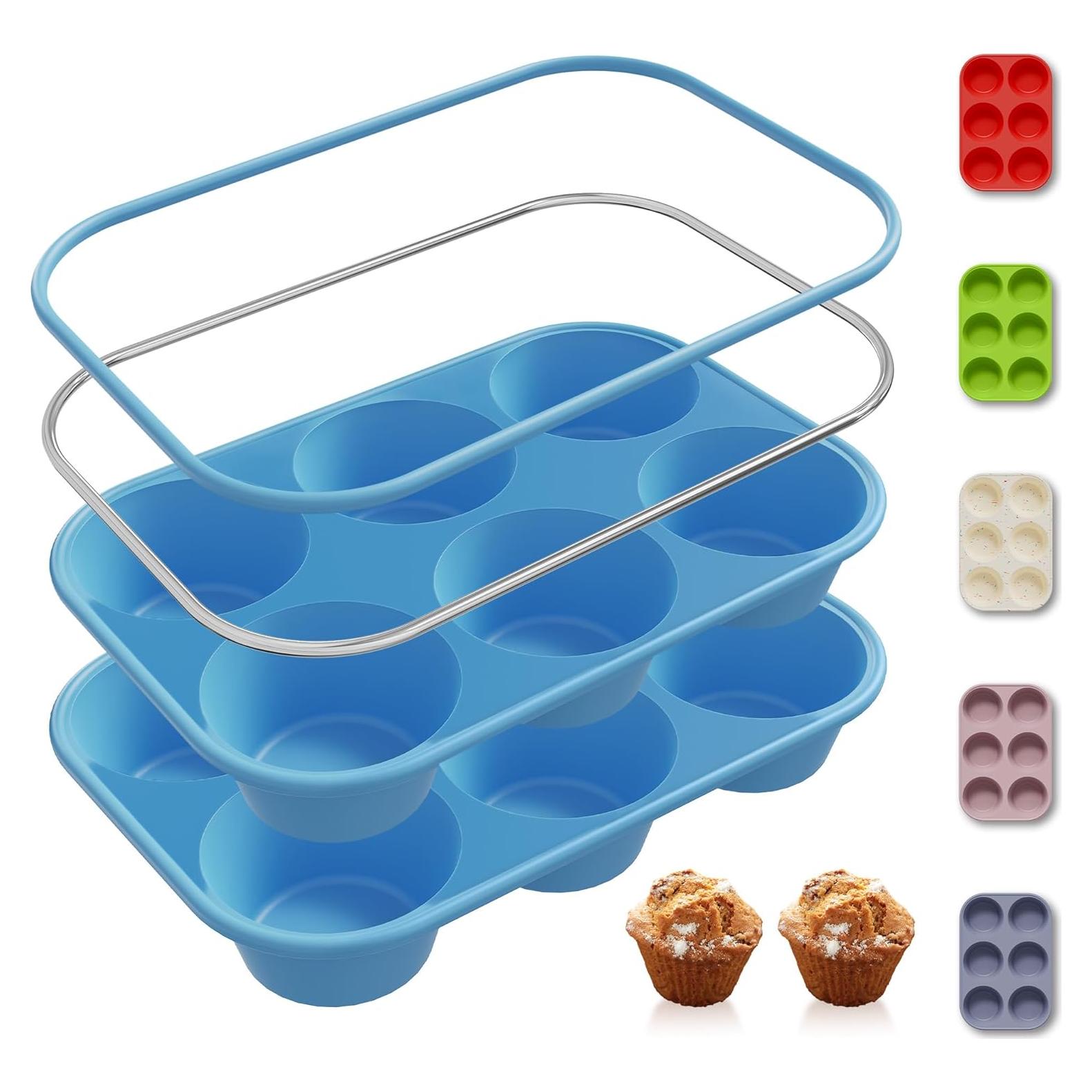 Molde para Muffins Jumbo Socisen 6 Tazas Silicona Azul