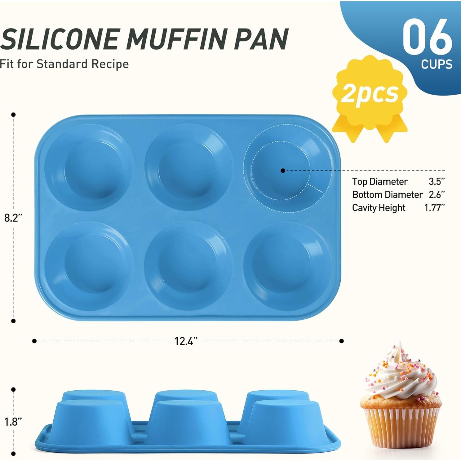 Molde para Muffins Jumbo Socisen 6 Tazas Silicona Azul