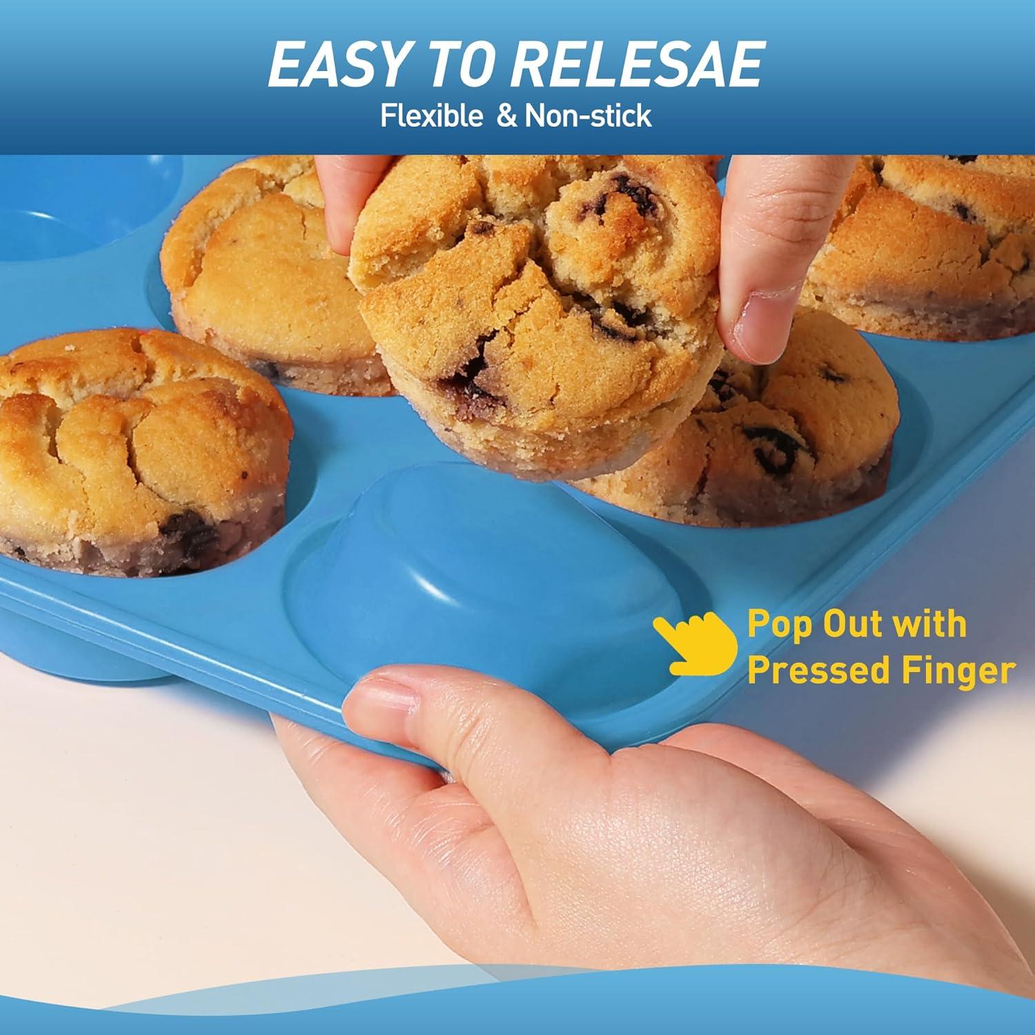 Molde para Muffins Jumbo Socisen 6 Tazas Silicona Azul