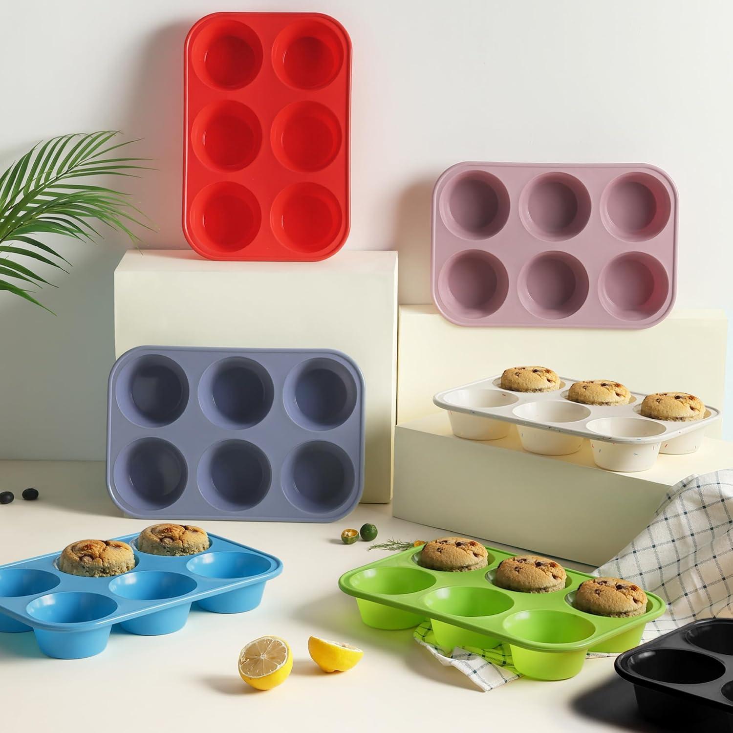 Molde para Muffins Jumbo Socisen 6 Tazas Silicona Azul