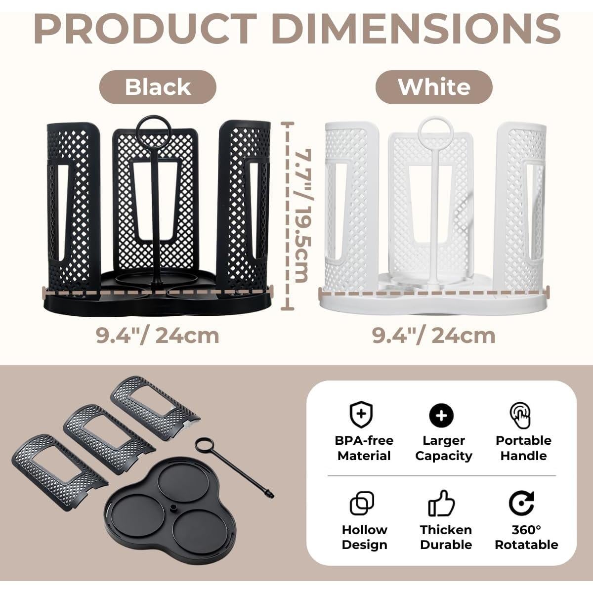 Dispensador de Tazas Rotatorio Atarvana 3 Compartimentos 22.49 cm