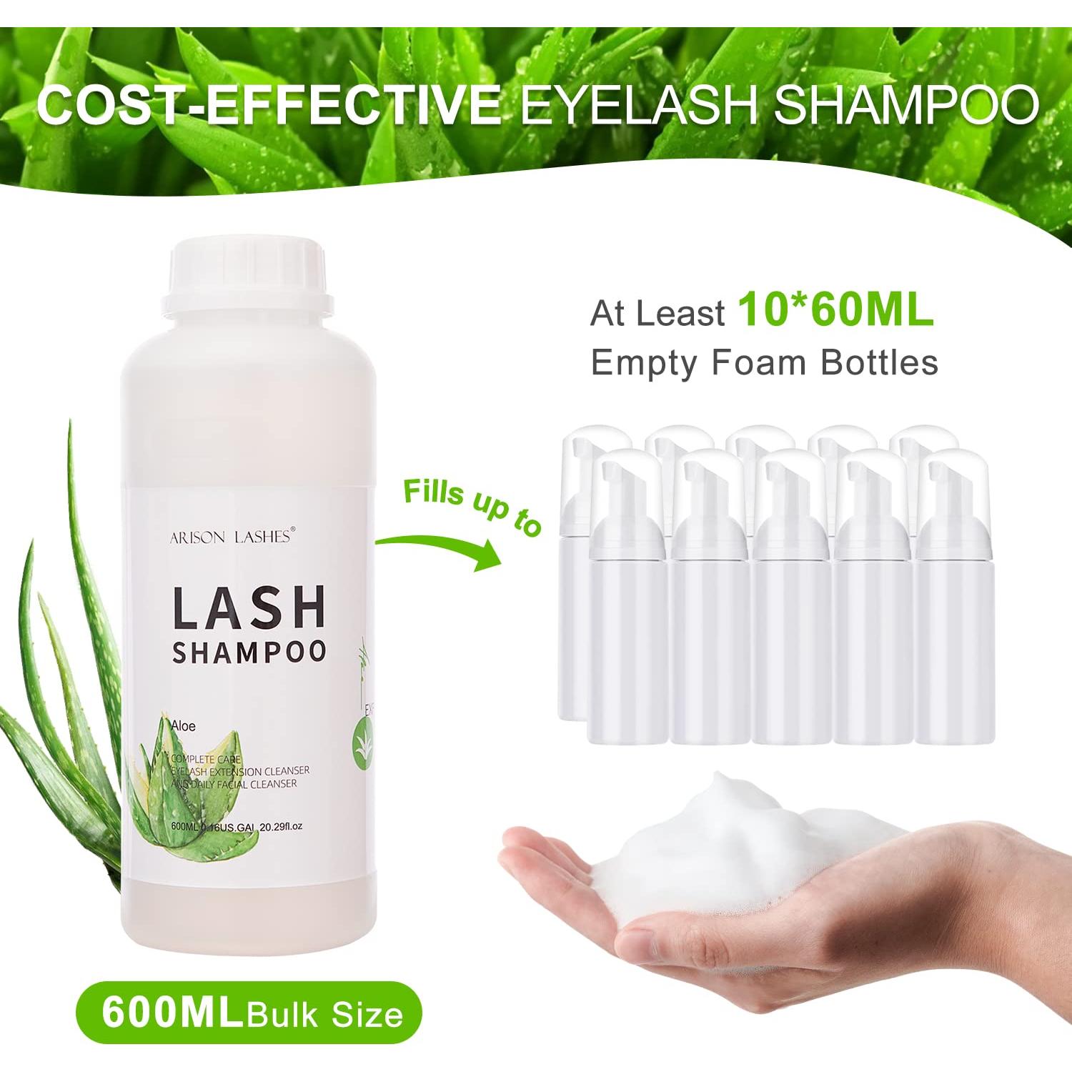 Champú Limpiador para Extensiones de Pestañas Arison 600ml - Aloe