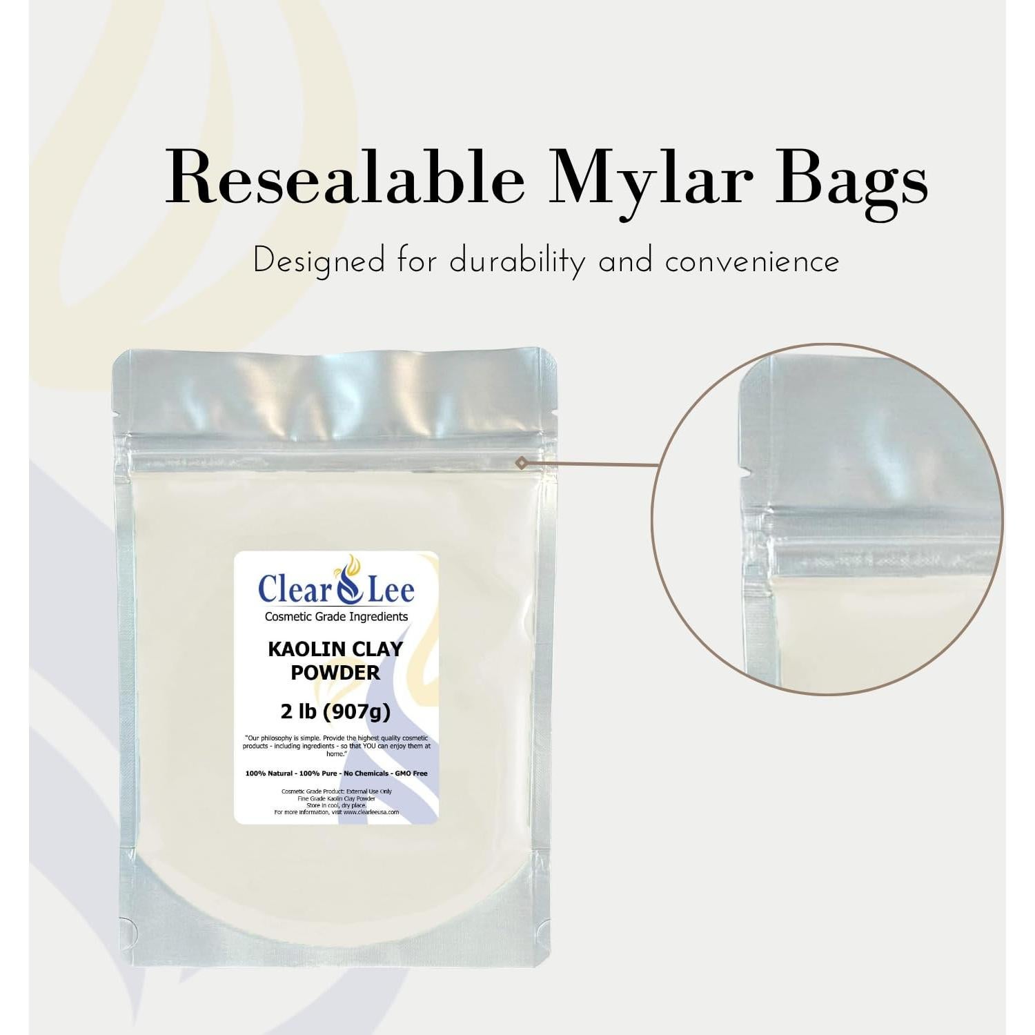 Polvo de Arcilla Kaolin Cosmético ClearLee 227g - Piel Suave
