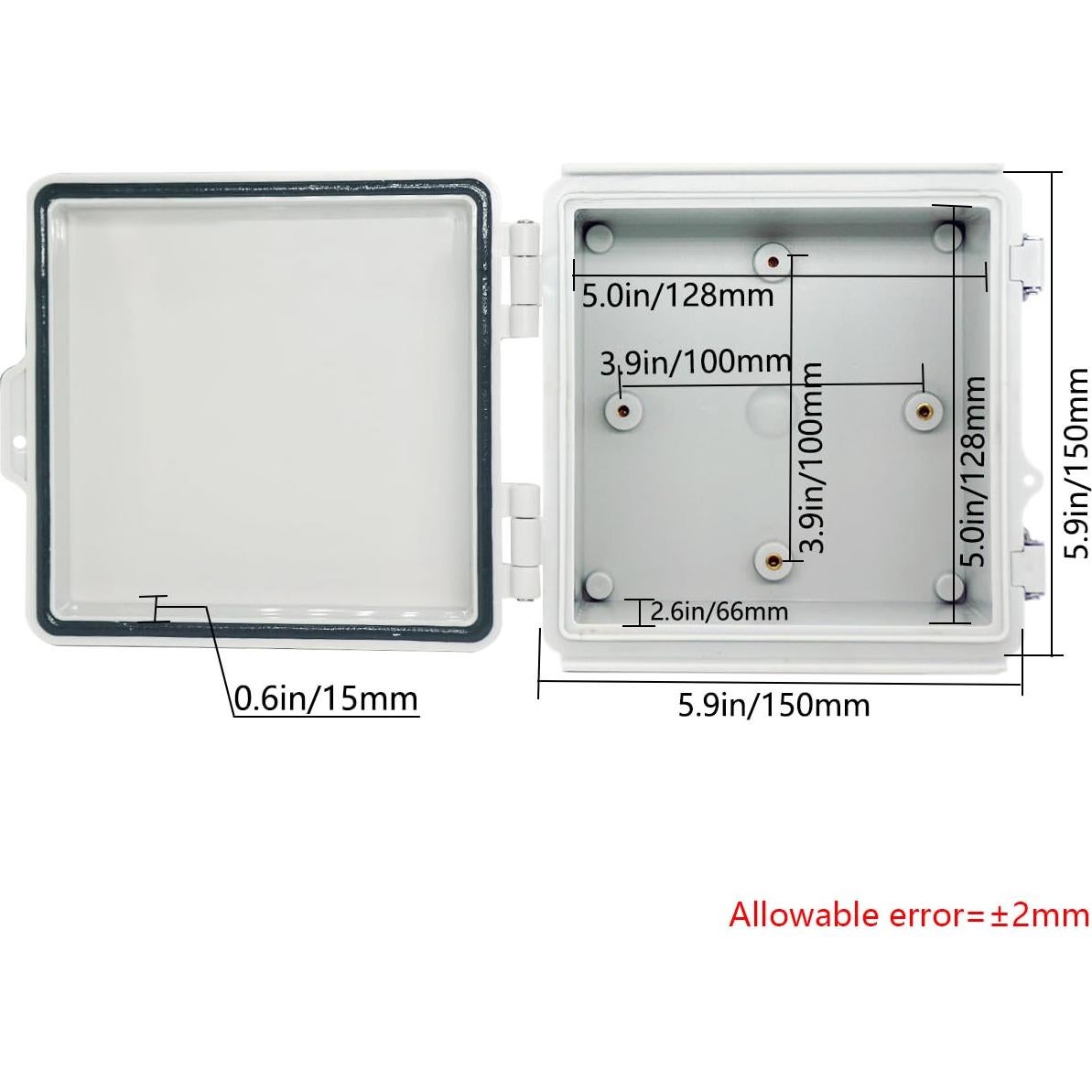 Caja de Conexiones Zulkit IP67 Plástico ABS 150x150x90mm Gris