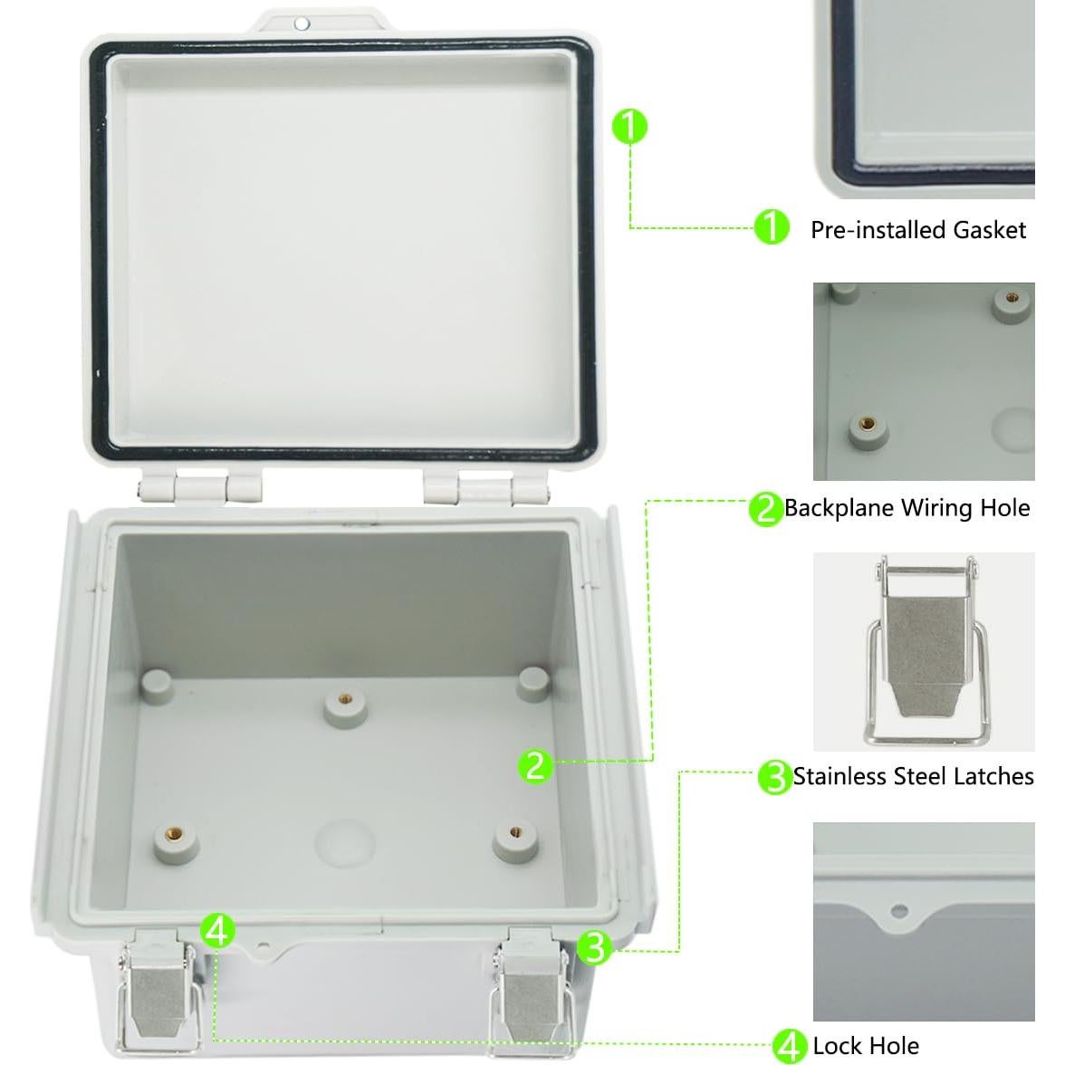 Caja de Conexiones Zulkit IP67 Plástico ABS 150x150x90mm Gris