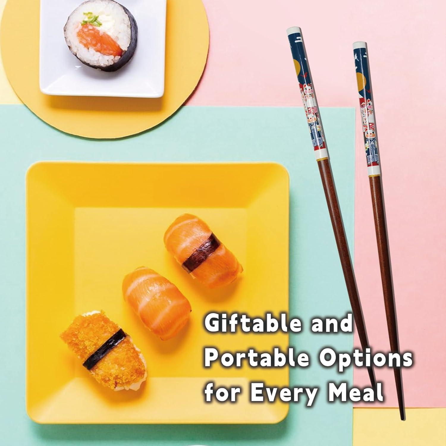 Palillos Reutilizables de Bambú LANHUTHS con Estuche Azul 22.4cm