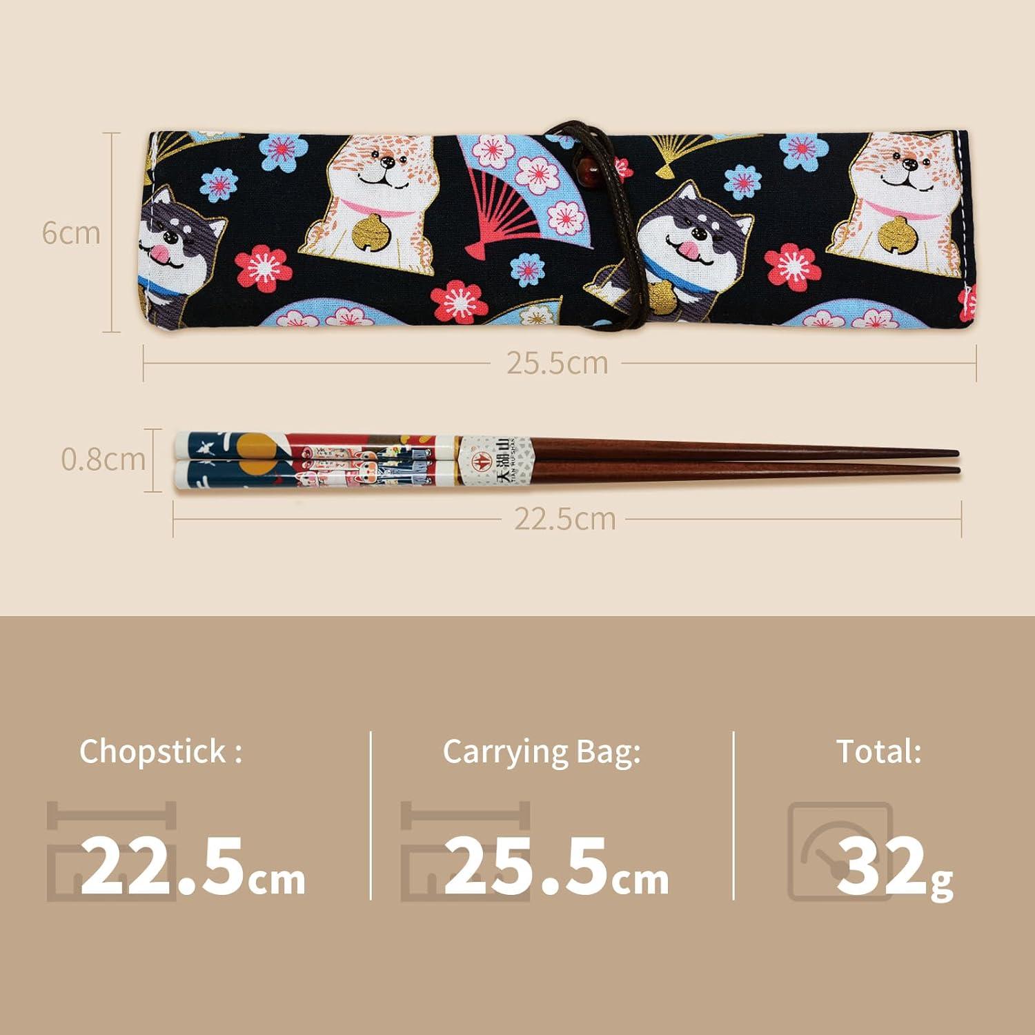 Palillos Reutilizables de Bambú LANHUTHS con Estuche Azul 22.4cm