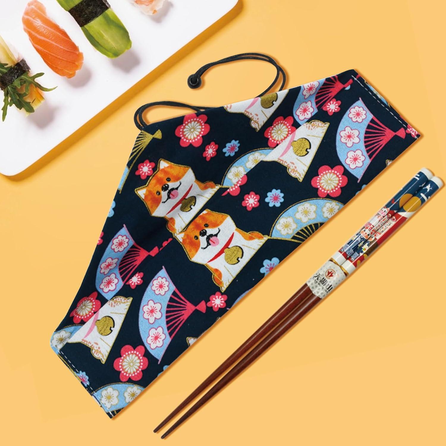 Palillos Reutilizables de Bambú LANHUTHS con Estuche Azul 22.4cm