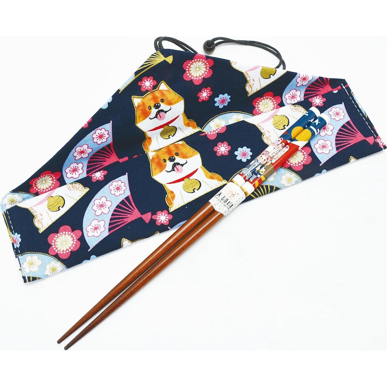 Palillos Reutilizables de Bambú LANHUTHS con Estuche Azul 22.4cm