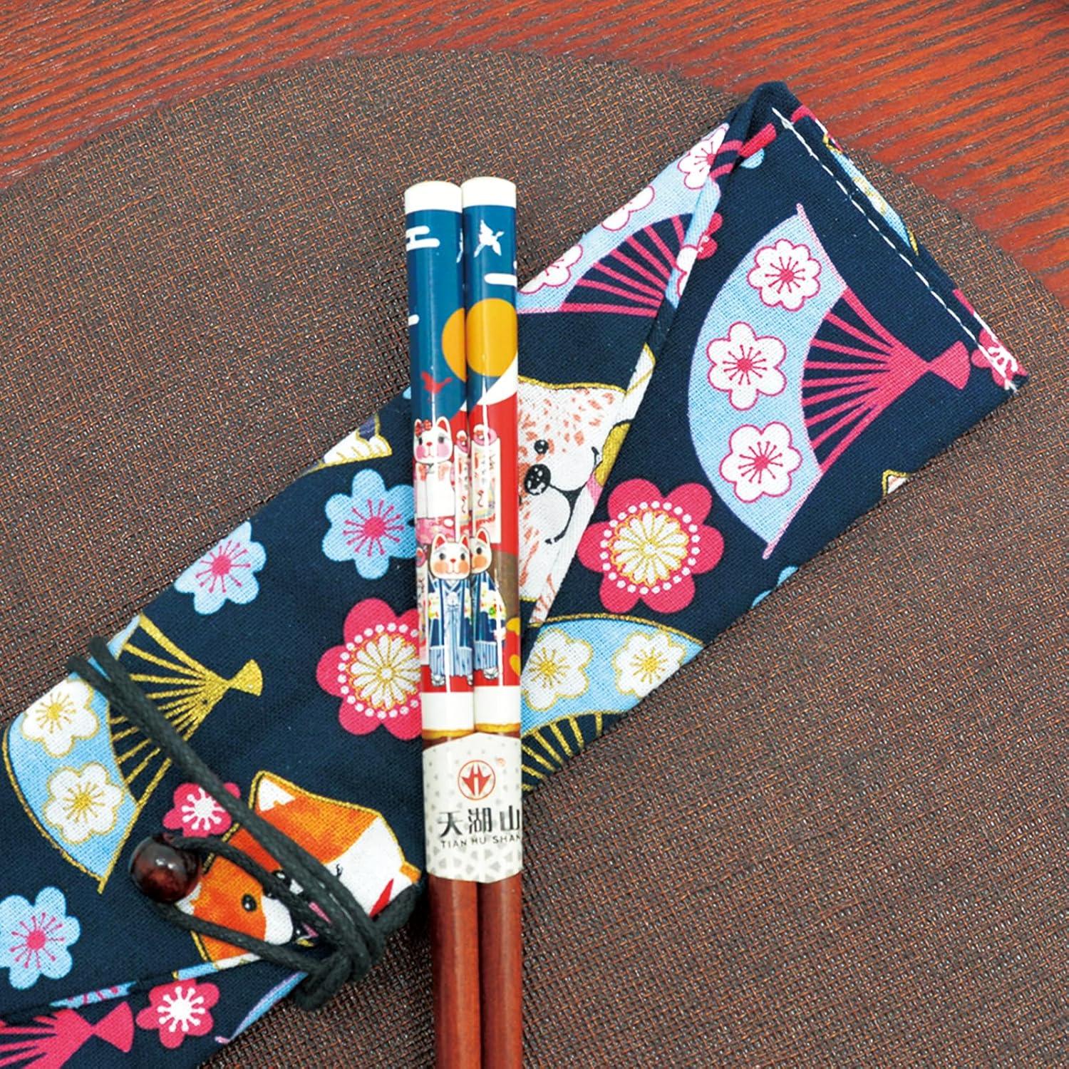 Palillos Reutilizables de Bambú LANHUTHS con Estuche Azul 22.4cm