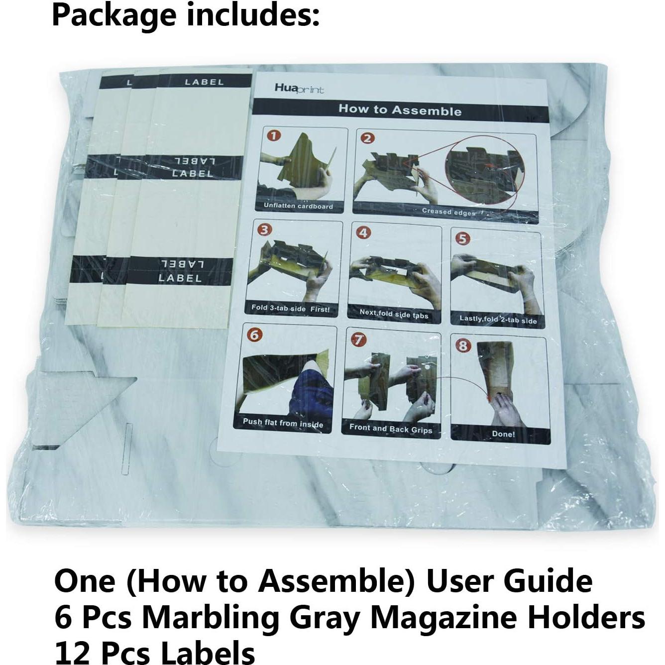 Soporte para Revistas HUAPRINT 6 Unidades Gris Marmoleado