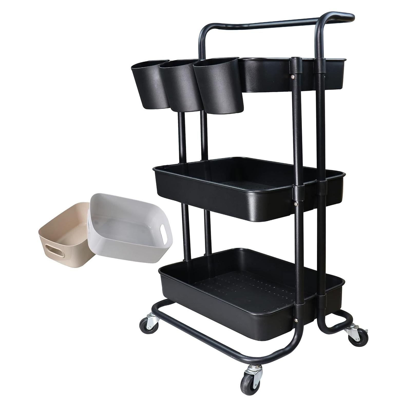 Carro de Utilidad Rodante Freletry 3 Niveles Negro 60kg