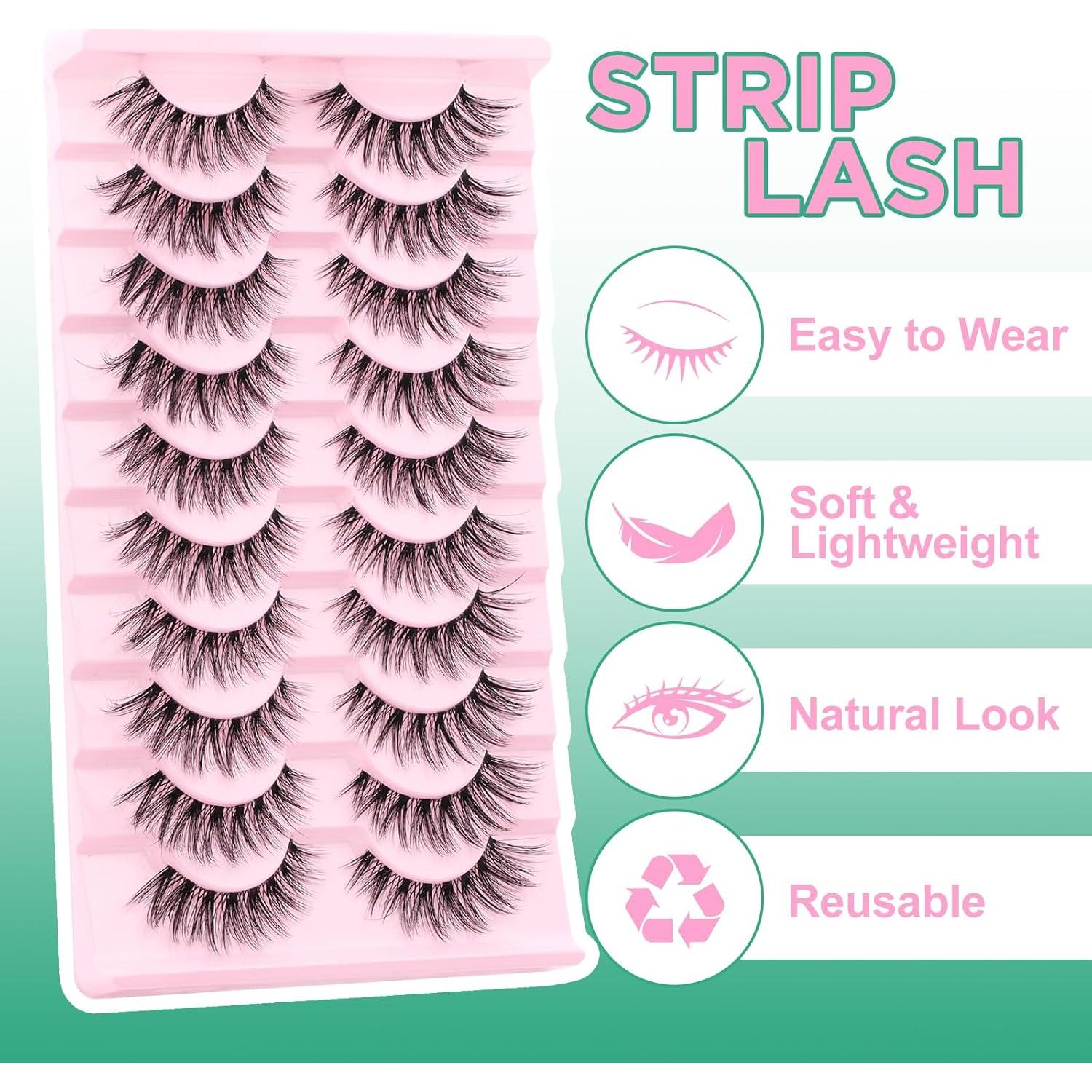 Pestañas Postizas GEMERRY 10 Pares Esponjosas y Naturales