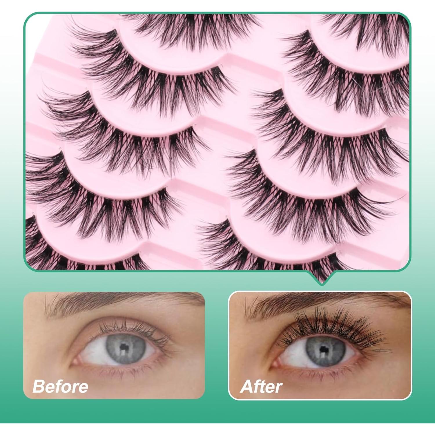 Pestañas Postizas GEMERRY 10 Pares Esponjosas y Naturales