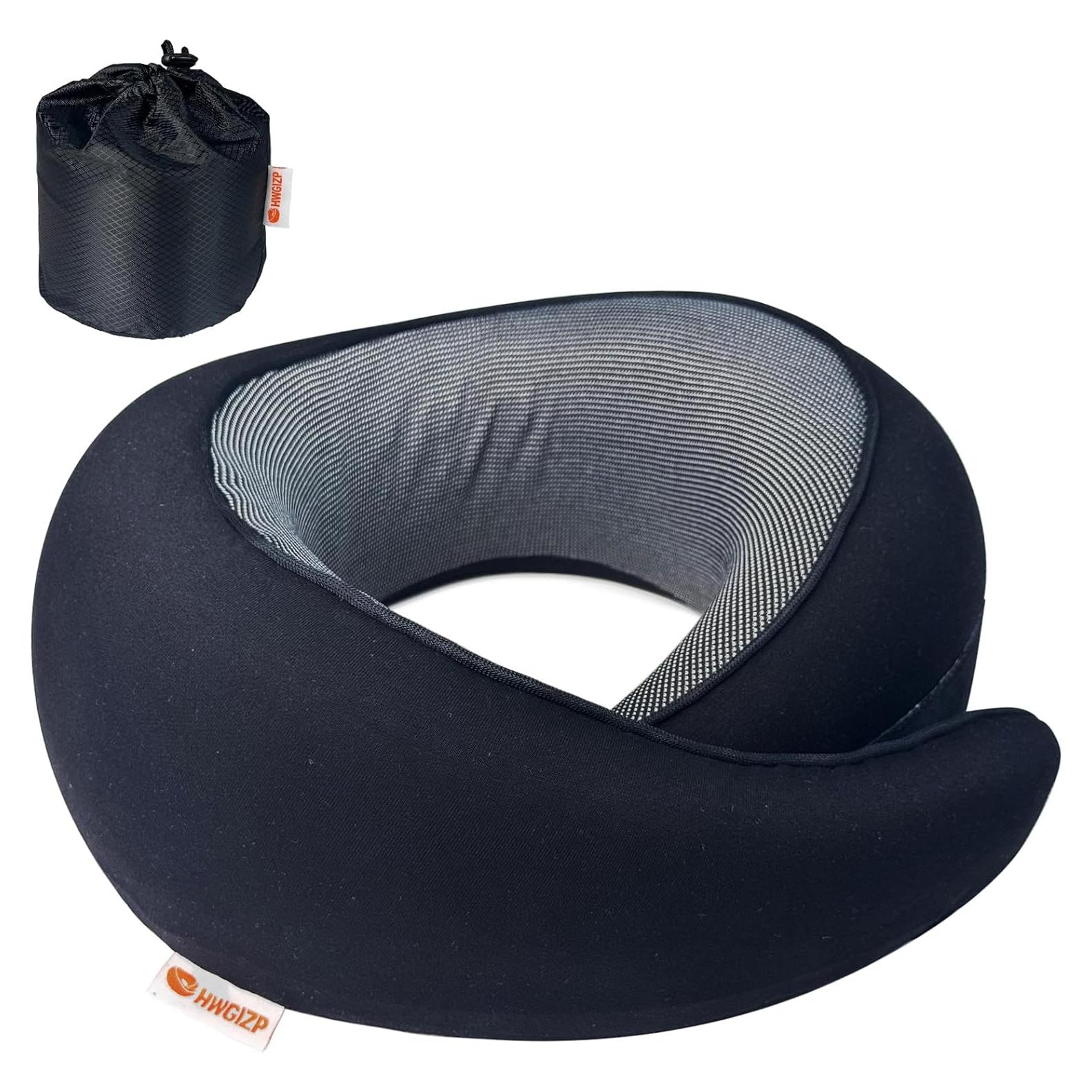Almohada de Viaje HWGIZP Espuma de Memoria Ergonómica Negra