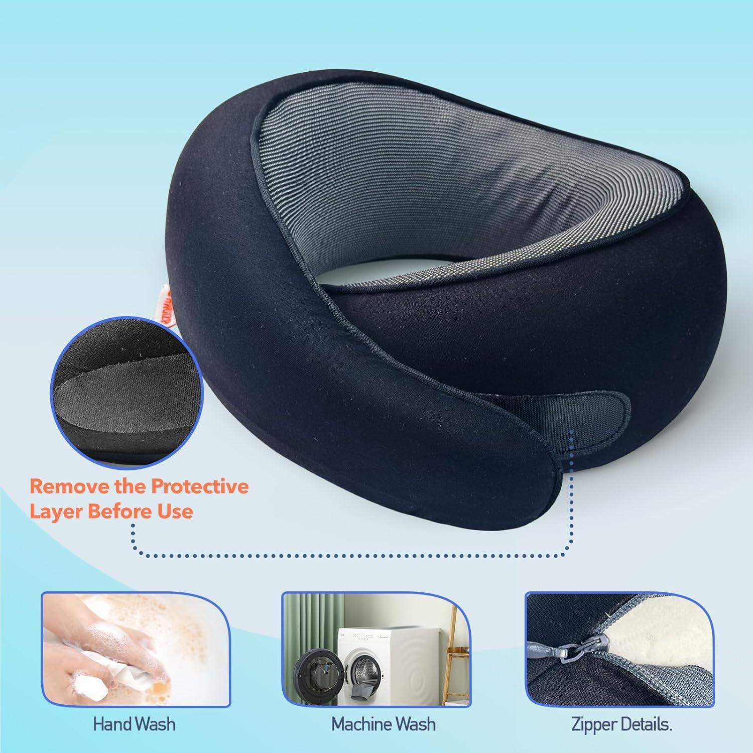 Almohada de Viaje HWGIZP Espuma de Memoria Ergonómica Negra