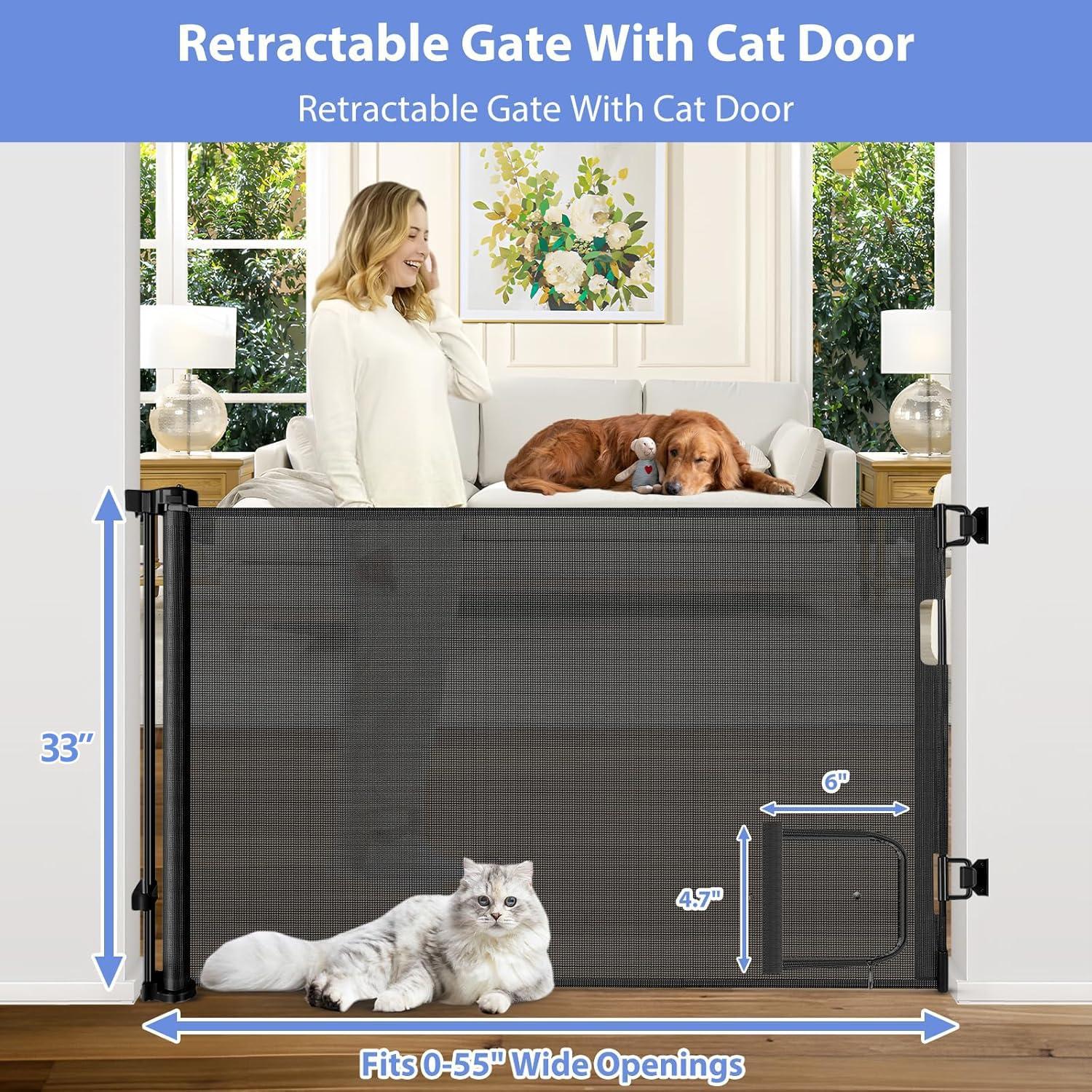 Puerta Retráctil para Bebés y Mascotas HY-A151 55" Negra
