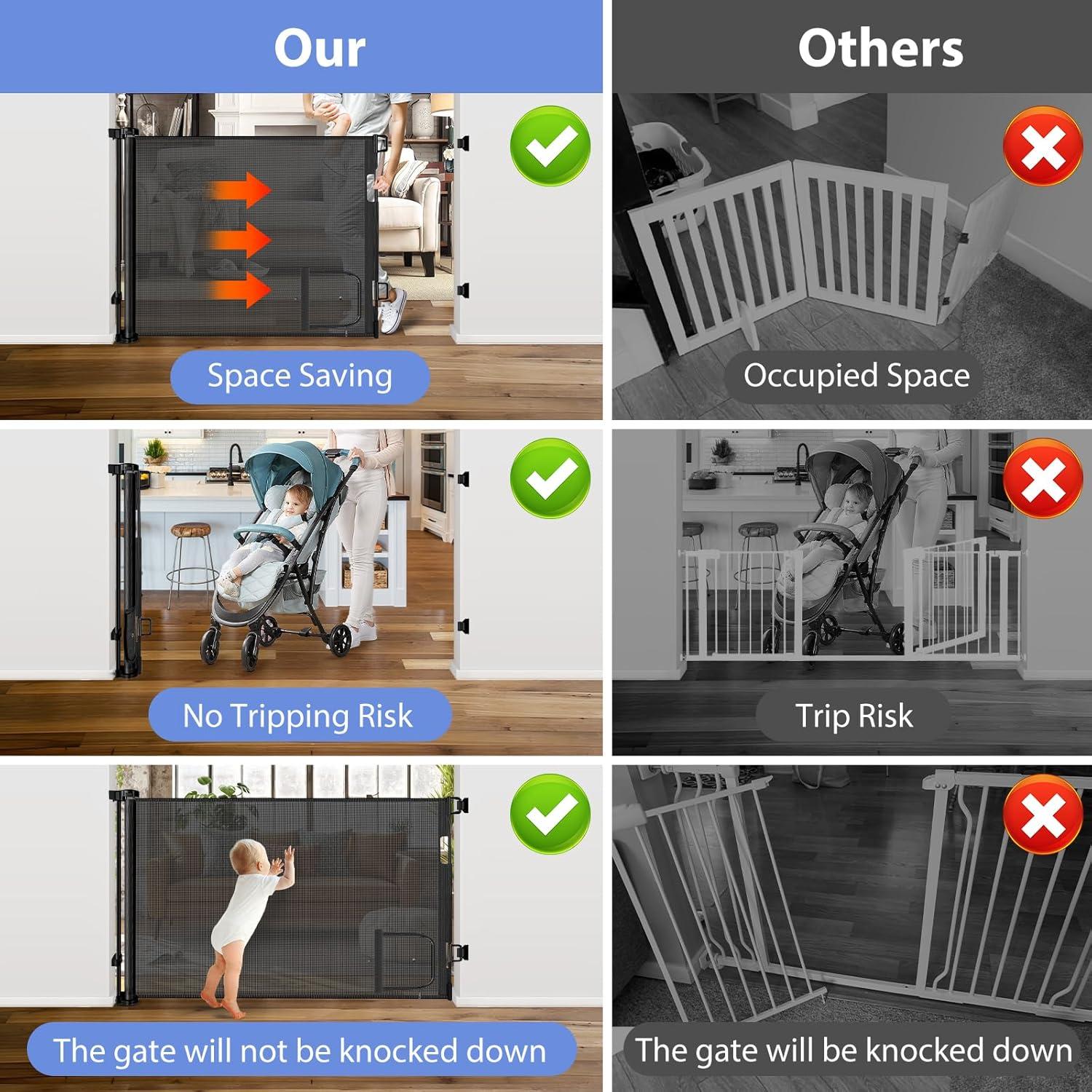 Puerta Retráctil para Bebés y Mascotas HY-A151 55" Negra