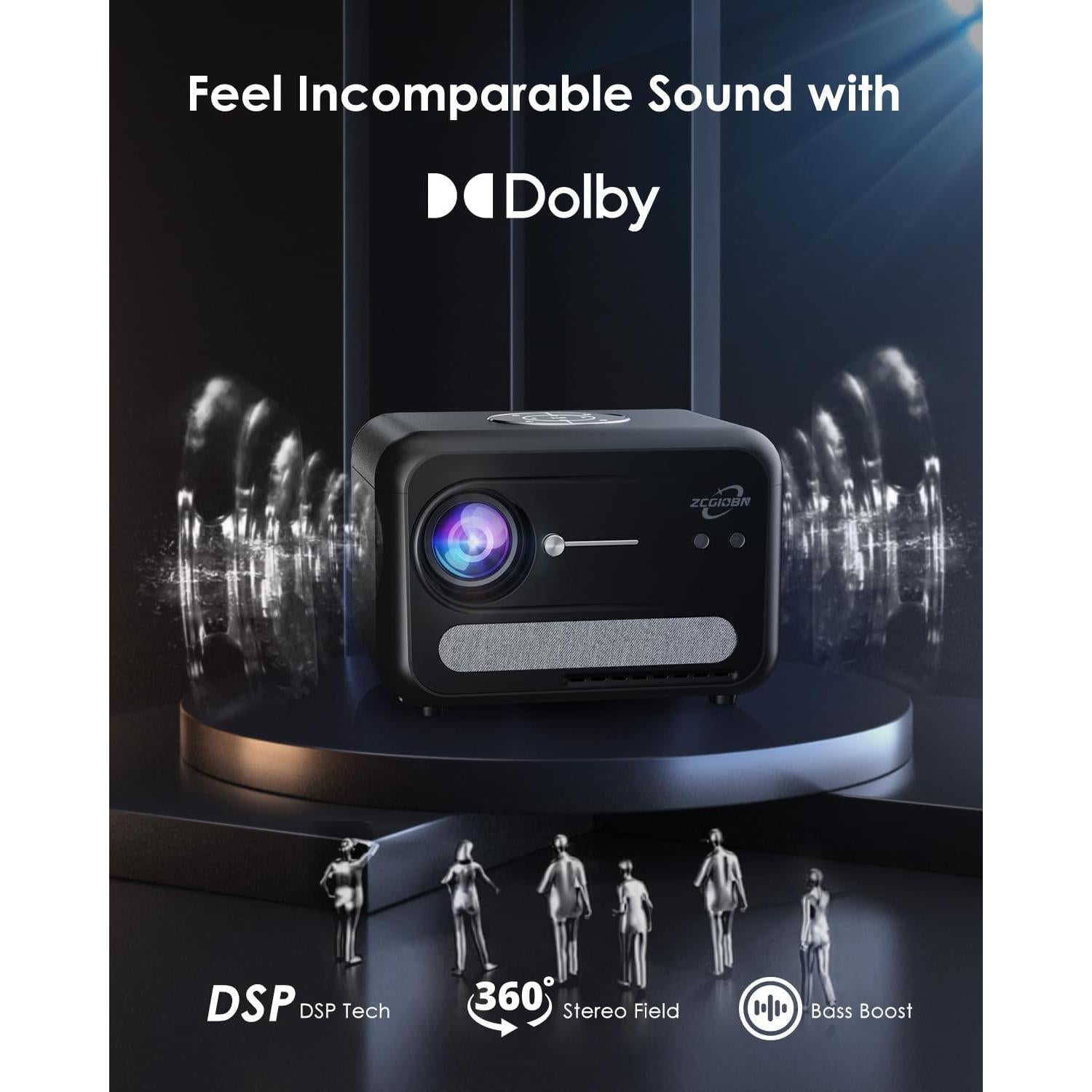 Proyector 4K ZCGIOBN A6 con WiFi, Bluetooth y Dolby Audio