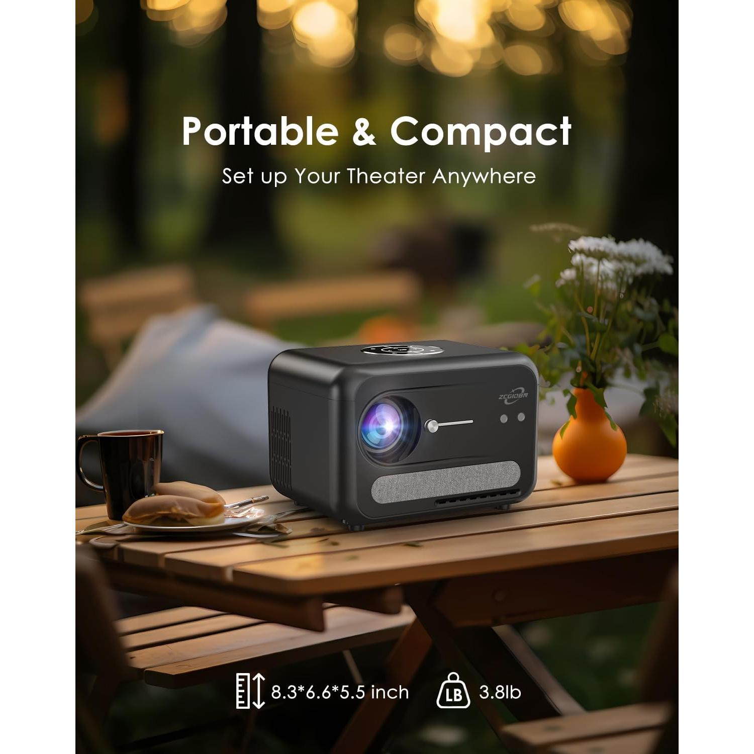 Proyector 4K ZCGIOBN A6 con WiFi, Bluetooth y Dolby Audio