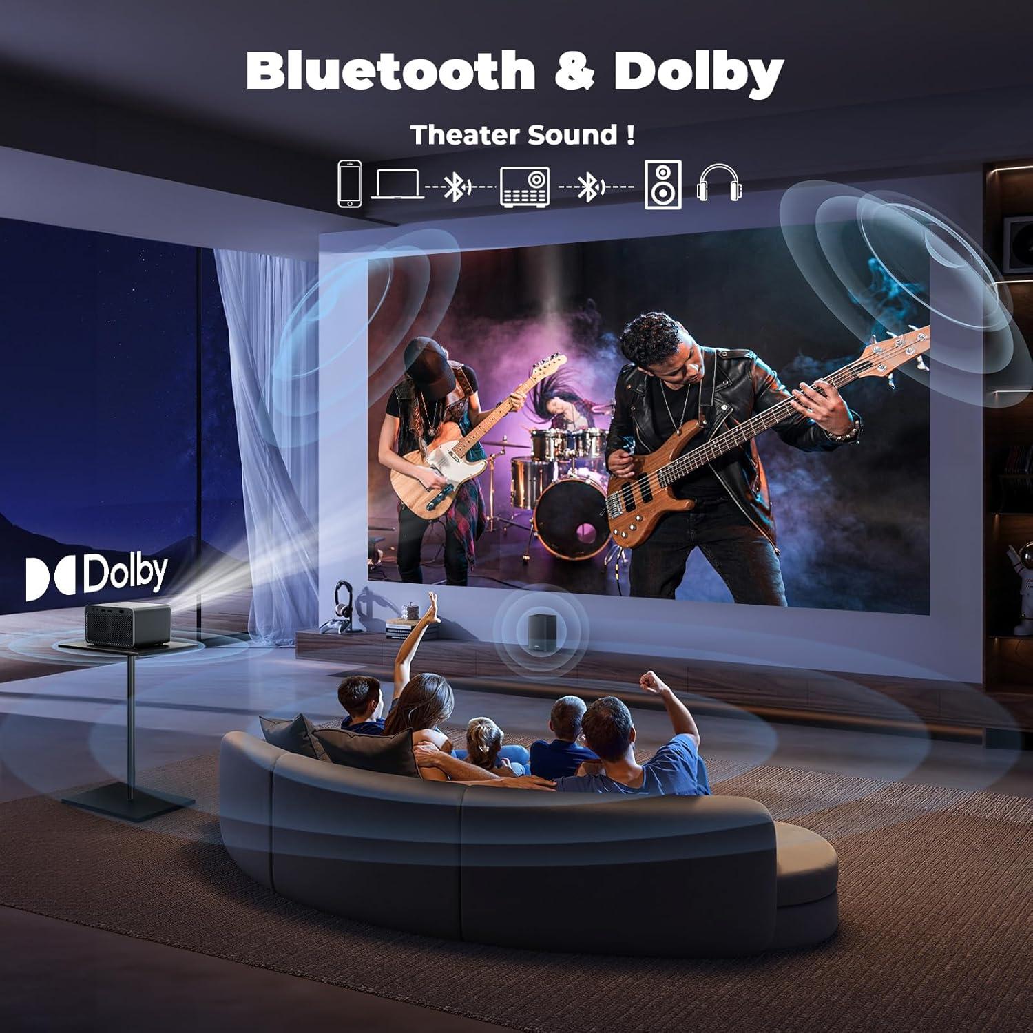 Projector with WiFi and Bluetooth, Mini-Projector: [For Netflix & AI Auto-Setup System & Live TV& 1000ANSI & 800+Built-inApps &Browser],Lisowod L03Pro 1080P Smart Portable-Outdoor-Movie Projector