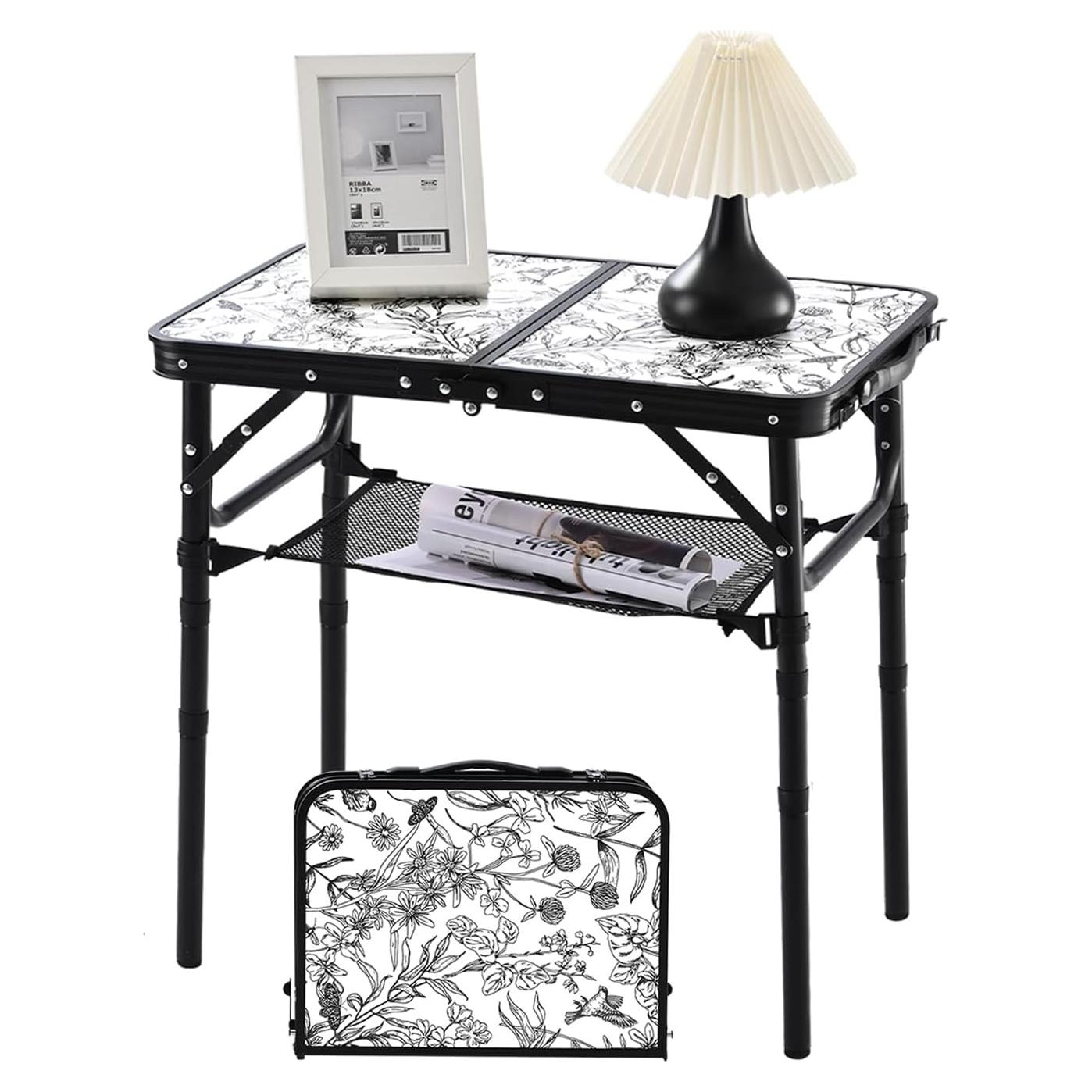 Mesa Plegable de Camping YihuiKo Toile de Jouy 61 cm Ajustable