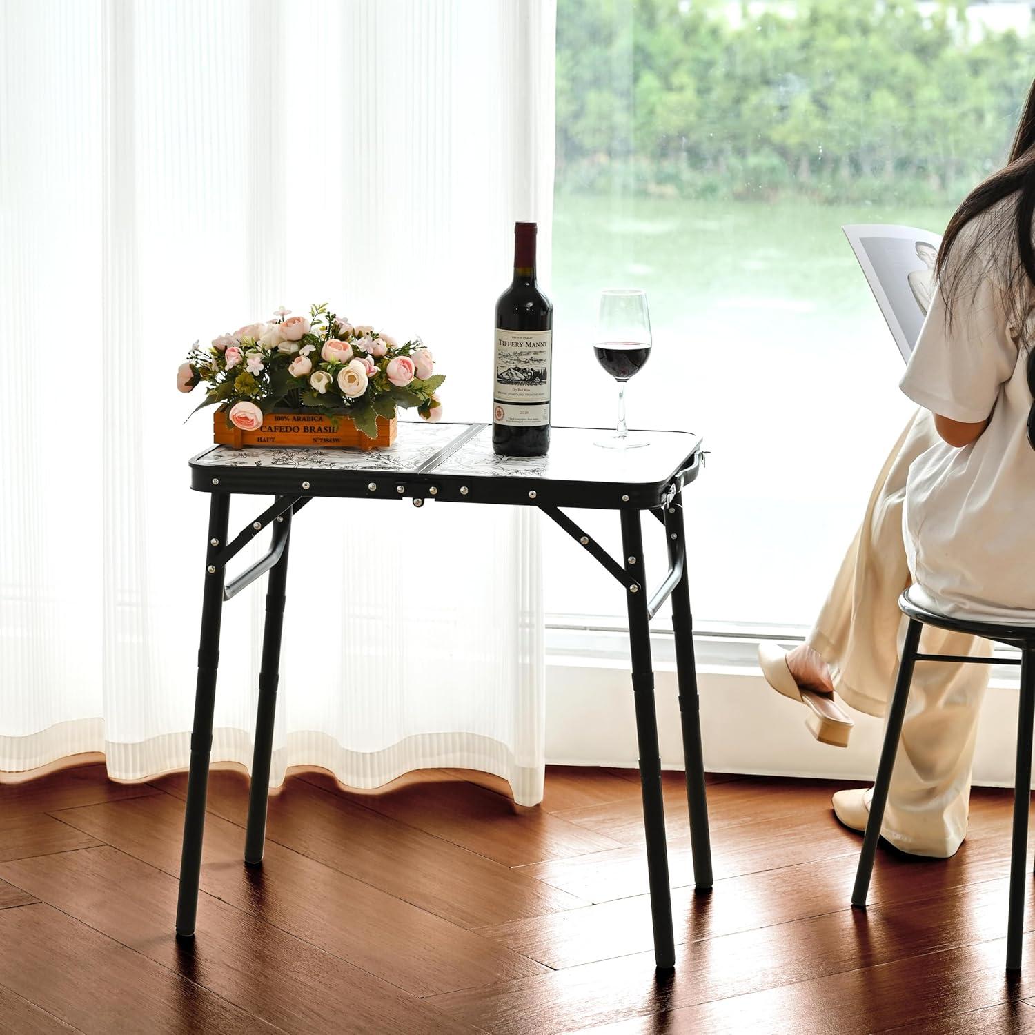 Mesa Plegable de Camping YihuiKo Toile de Jouy 61 cm Ajustable