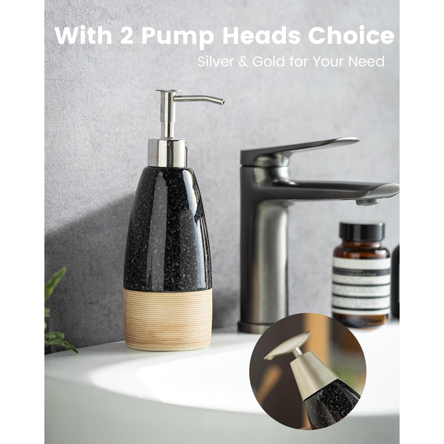 Dispensador de Jabón Cerámica Zoeeker 12 oz Negro con Bomba