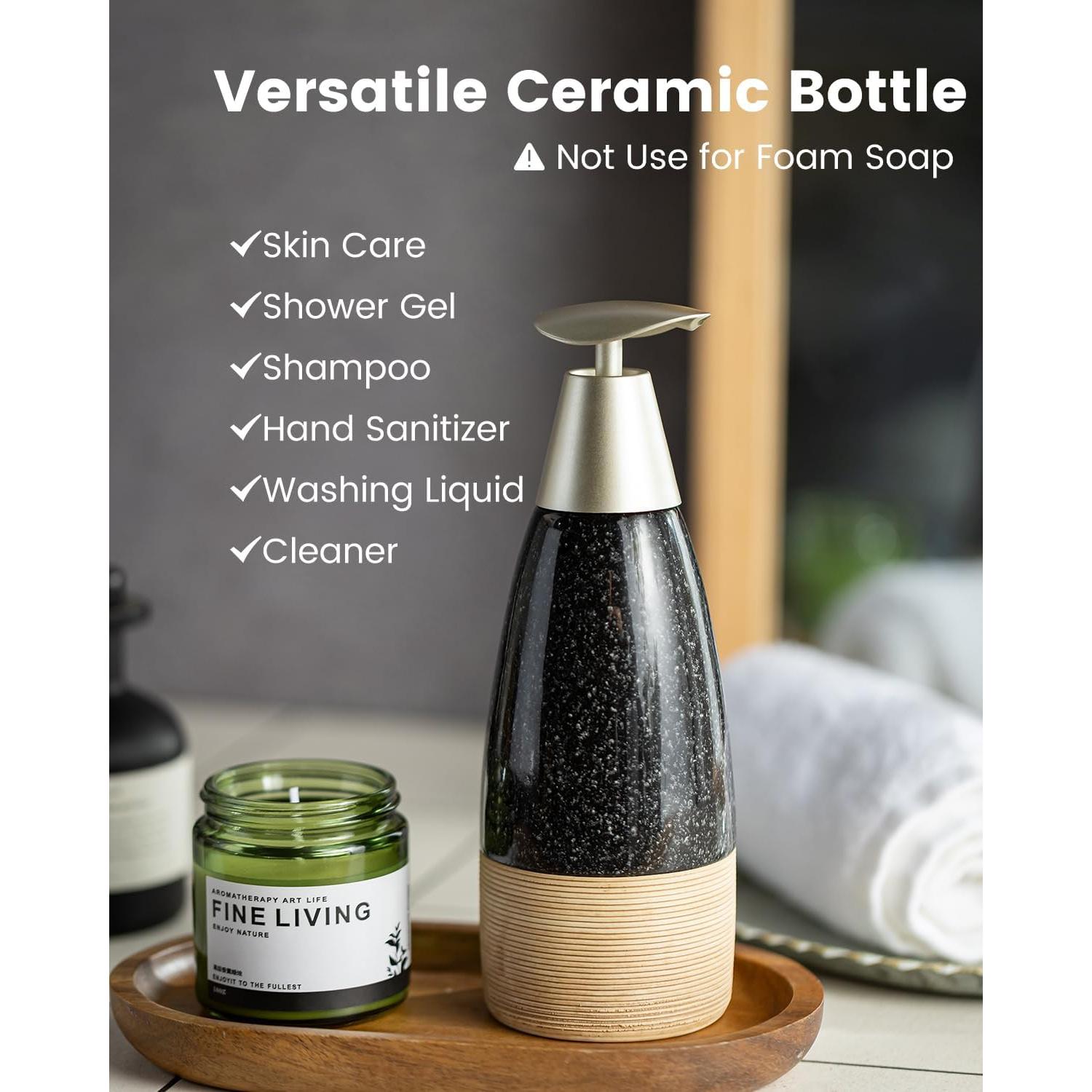 Dispensador de Jabón Cerámica Zoeeker 12 oz Negro con Bomba