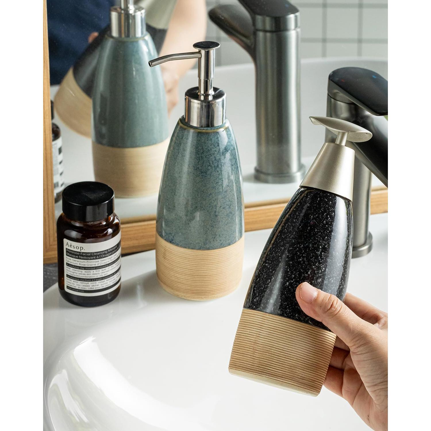 Dispensador de Jabón Cerámica Zoeeker 12 oz Negro con Bomba