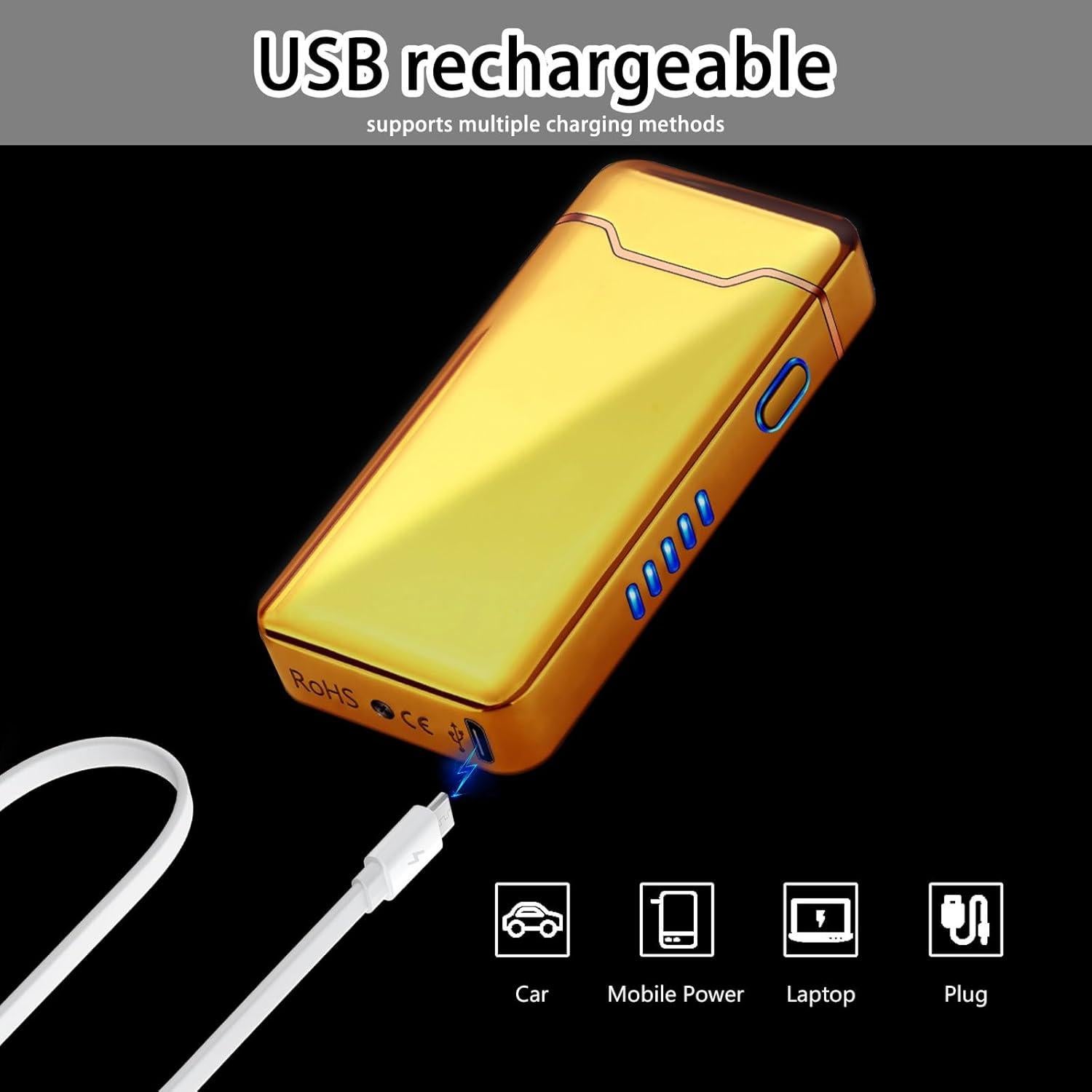 Encendedor Eléctrico a Prueba de Viento SKRFIRE Oro - Recargable USB