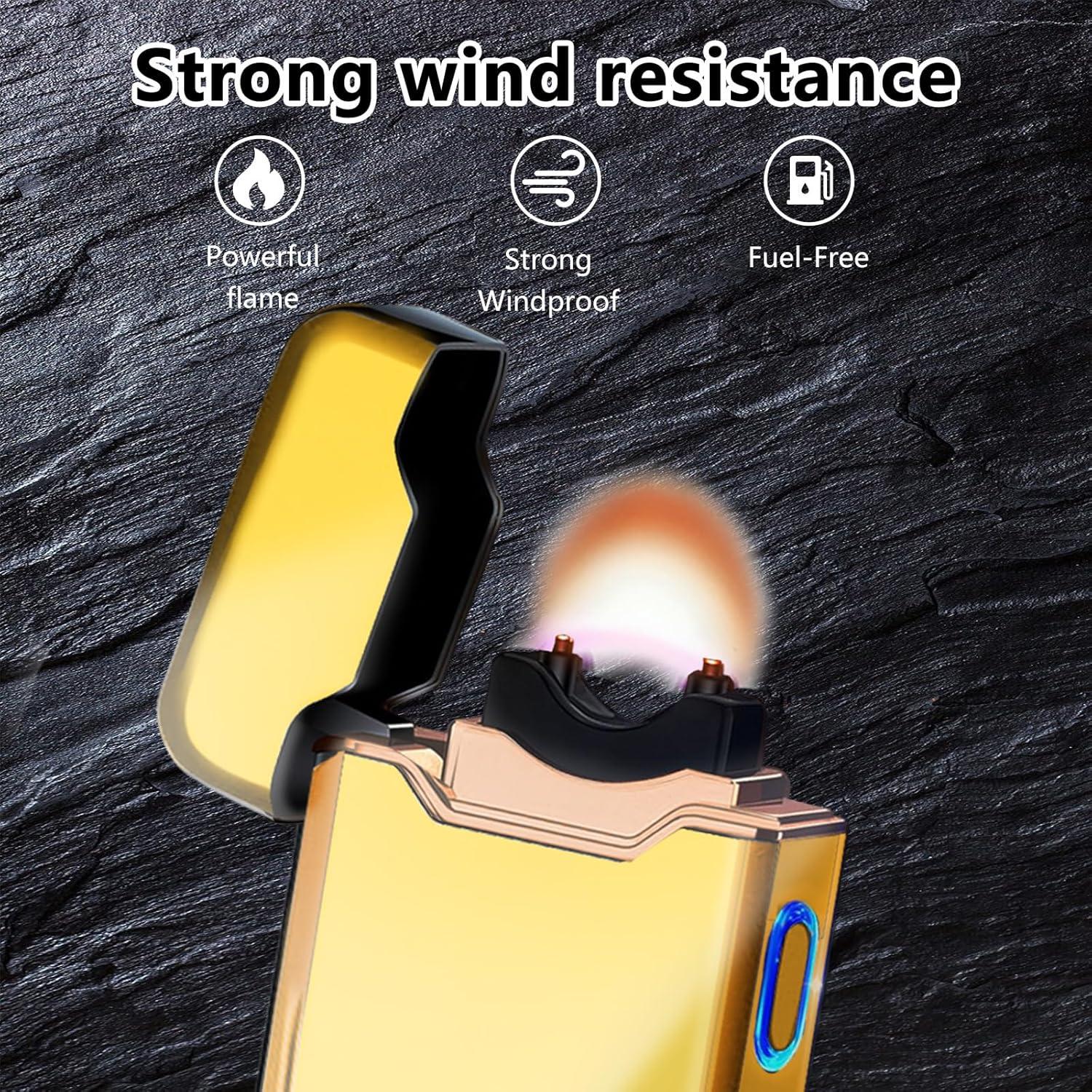 Encendedor Eléctrico a Prueba de Viento SKRFIRE Oro - Recargable USB