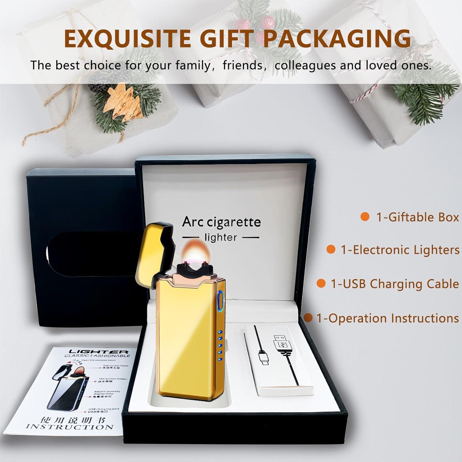 Encendedor Eléctrico a Prueba de Viento SKRFIRE Oro - Recargable USB