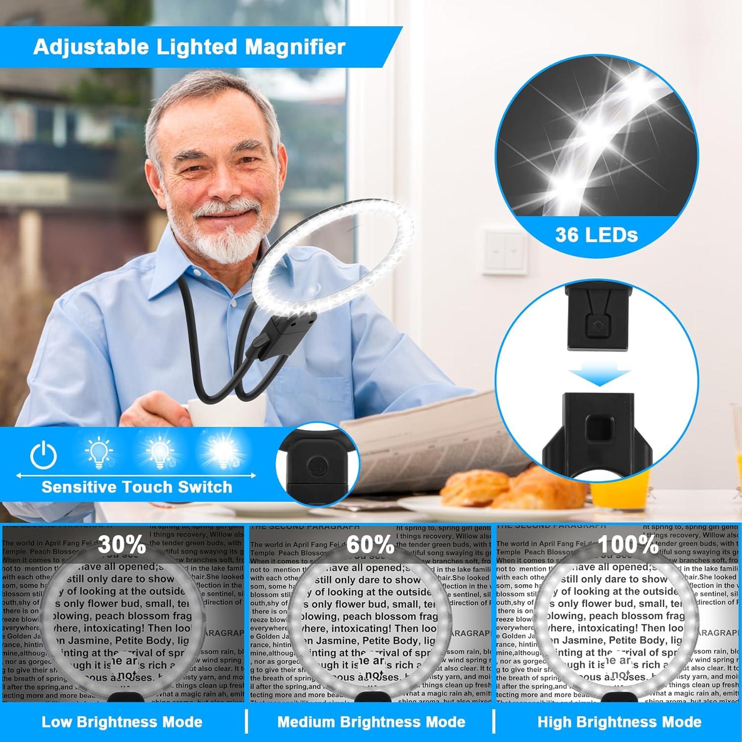 Lupa de Manos Libres Molebe 5X 15X con Luz LED Ajustable