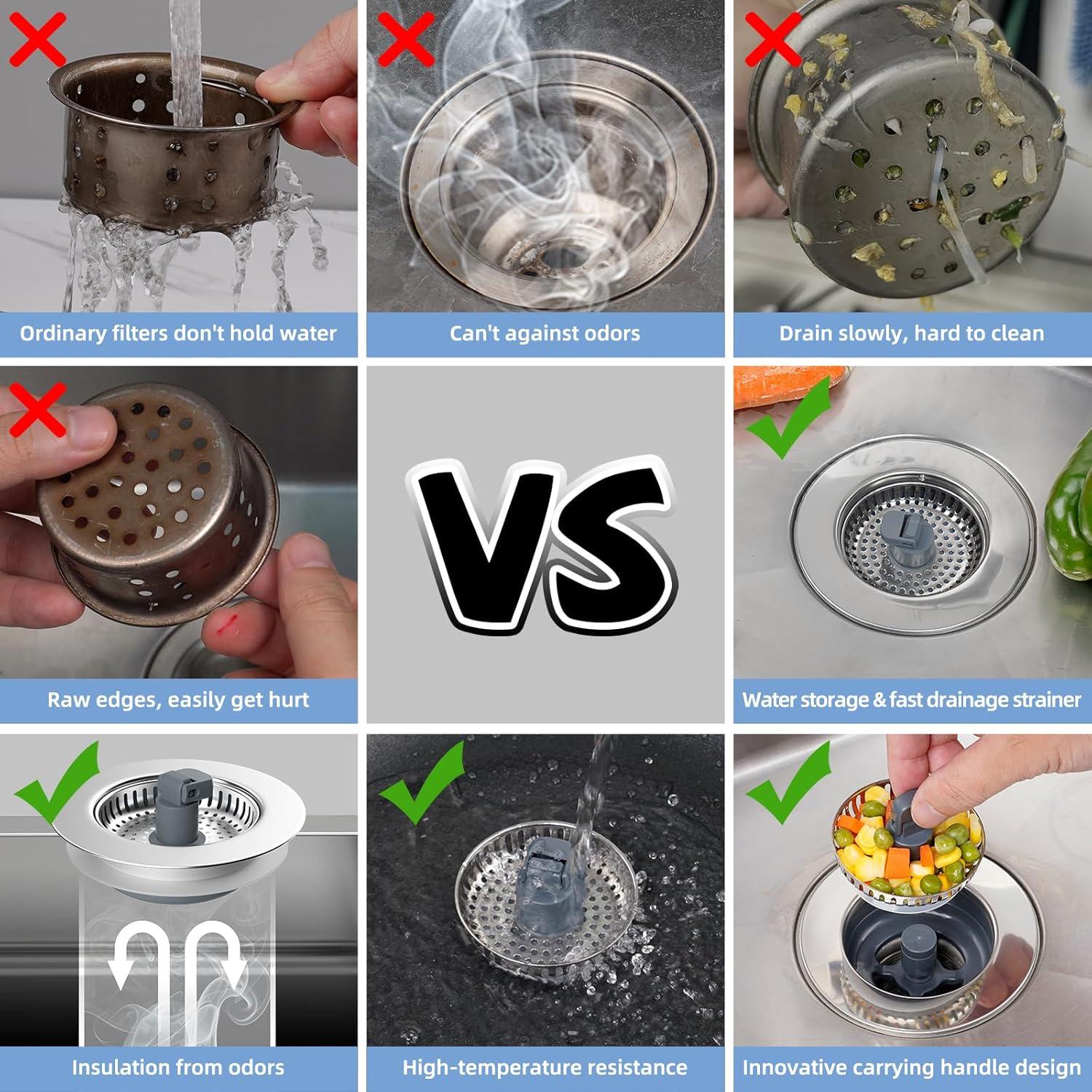 Filtro de Drenaje de Fregadero Hibbent 2 Pack Acero Inoxidable