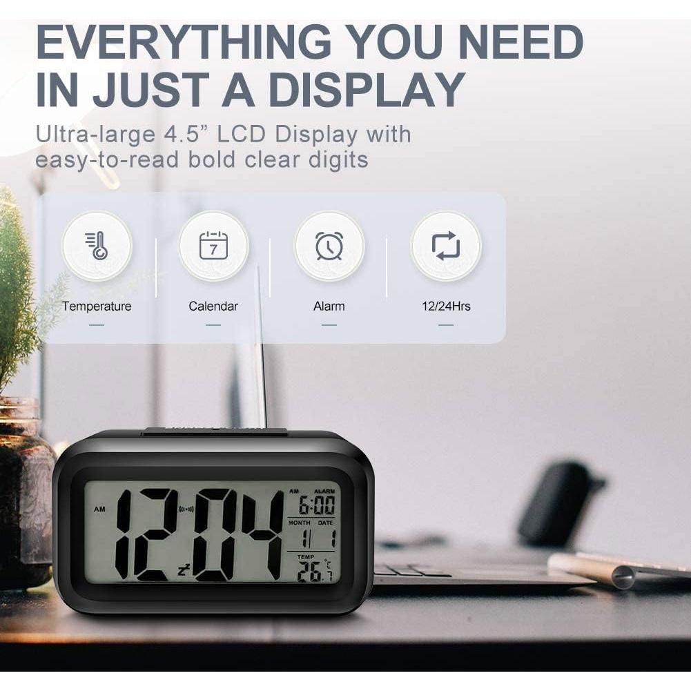 Reloj Despertador Digital Jisile con Luz Nocturna y Temperatura