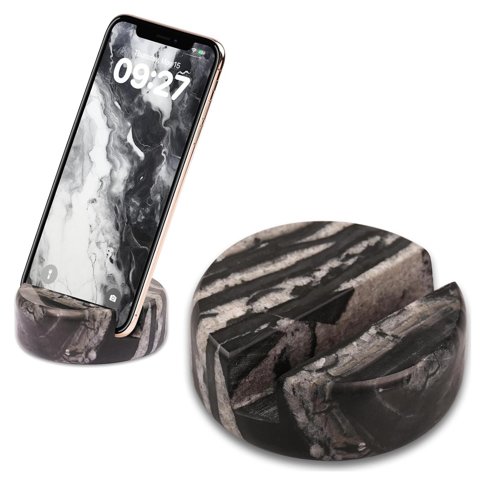 Soporte de Teléfono de Mármol Negro Mufengshangmao 8x8 cm