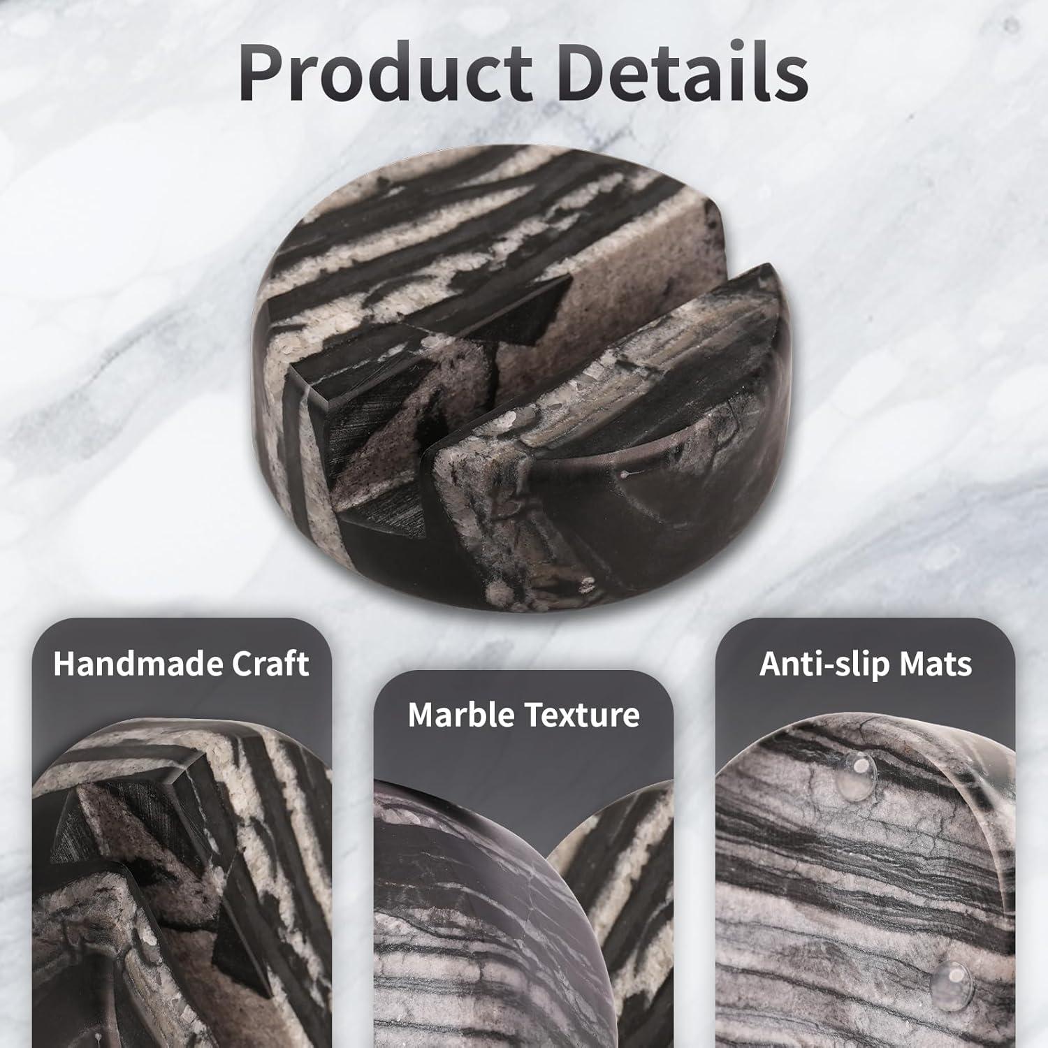 Soporte de Teléfono de Mármol Negro Mufengshangmao 8x8 cm