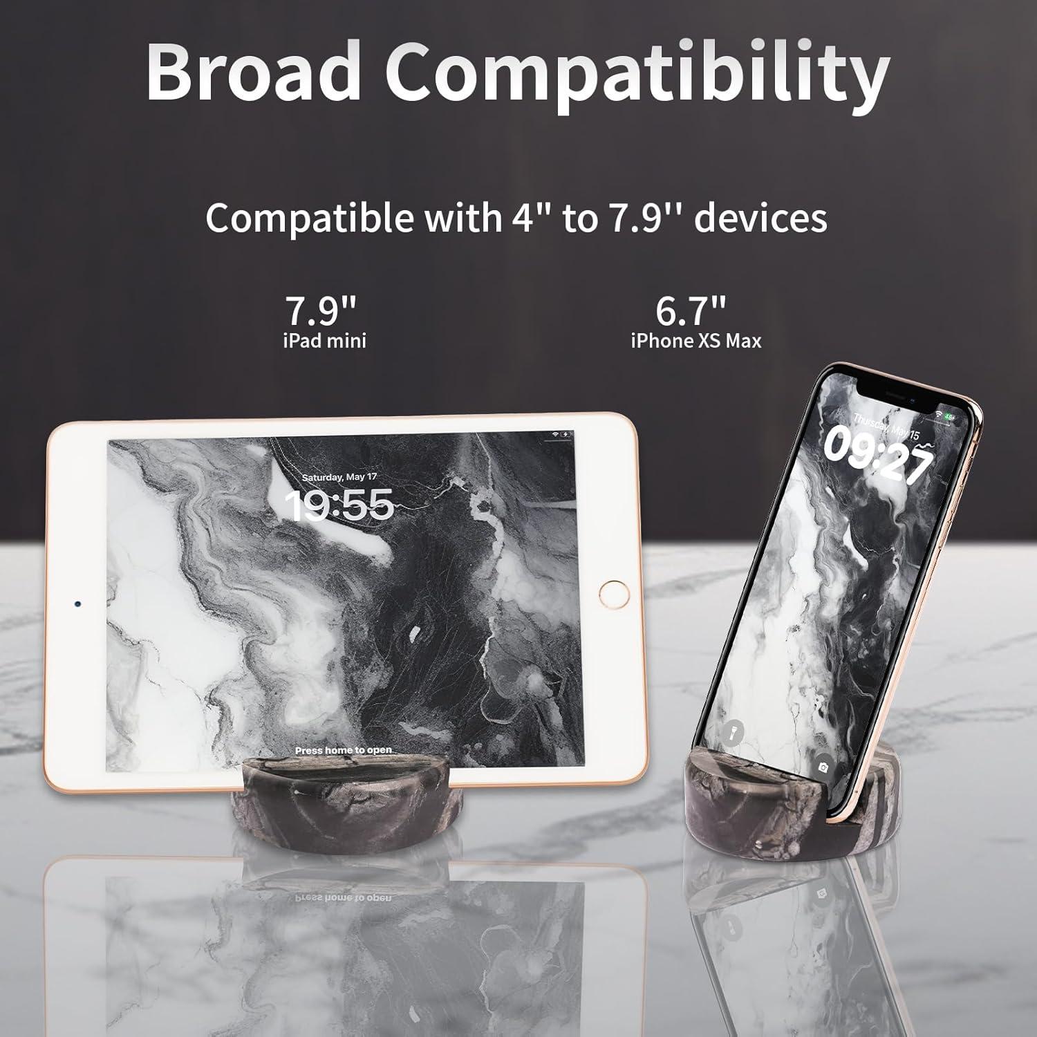 Soporte de Teléfono de Mármol Negro Mufengshangmao 8x8 cm