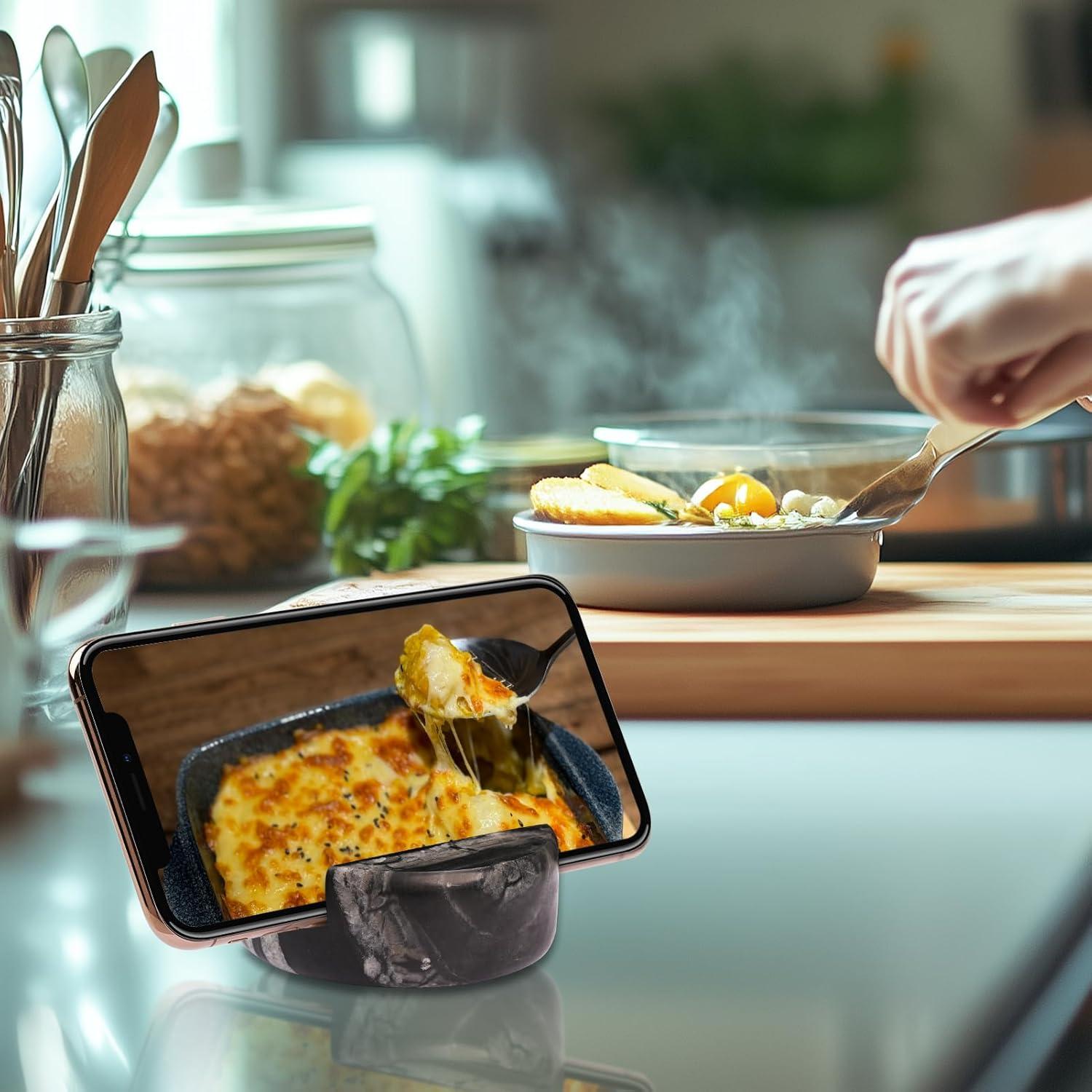 Soporte de Teléfono de Mármol Negro Mufengshangmao 8x8 cm