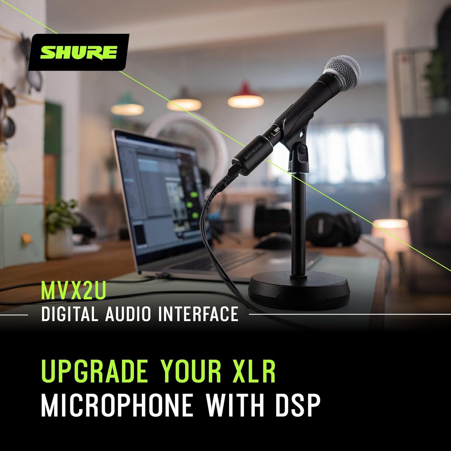 Interfaz Digital Shure MVX2U XLR a USB con Monitoreo