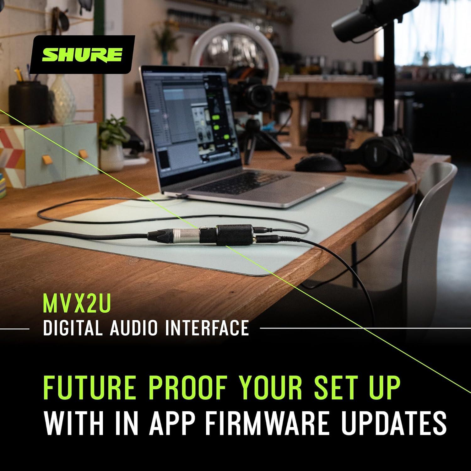 Interfaz Digital Shure MVX2U XLR a USB con Monitoreo