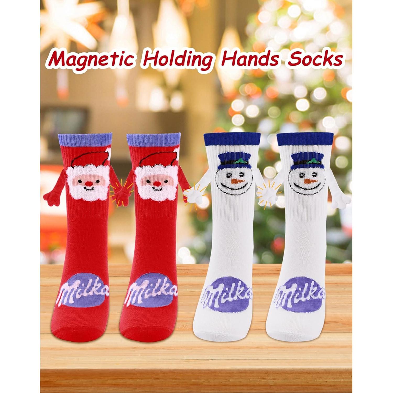 Calcetines Magnéticos de Navidad 4 Pares para Parejas