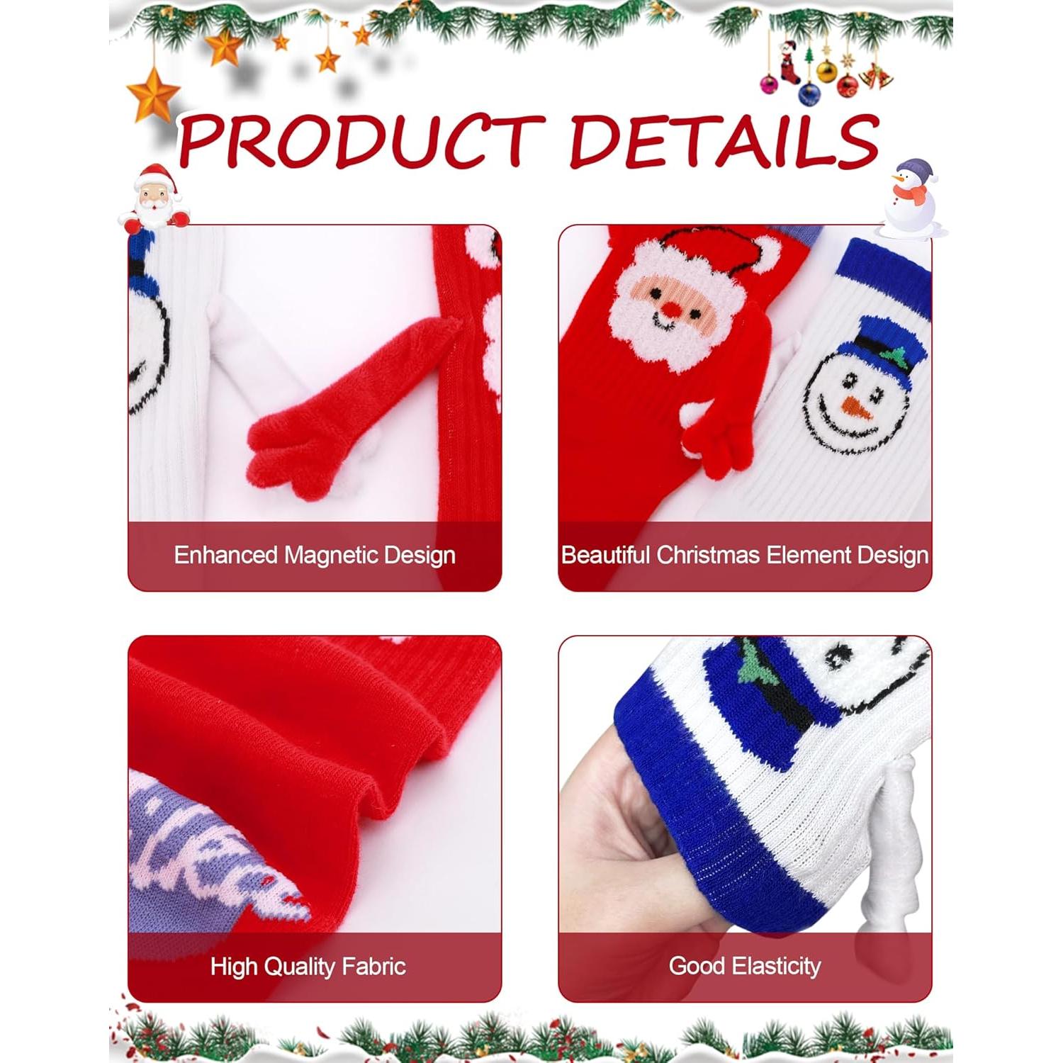 Calcetines Magnéticos de Navidad 4 Pares para Parejas