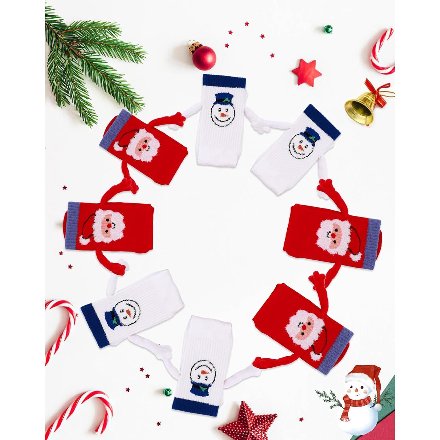 Calcetines Magnéticos de Navidad 4 Pares para Parejas