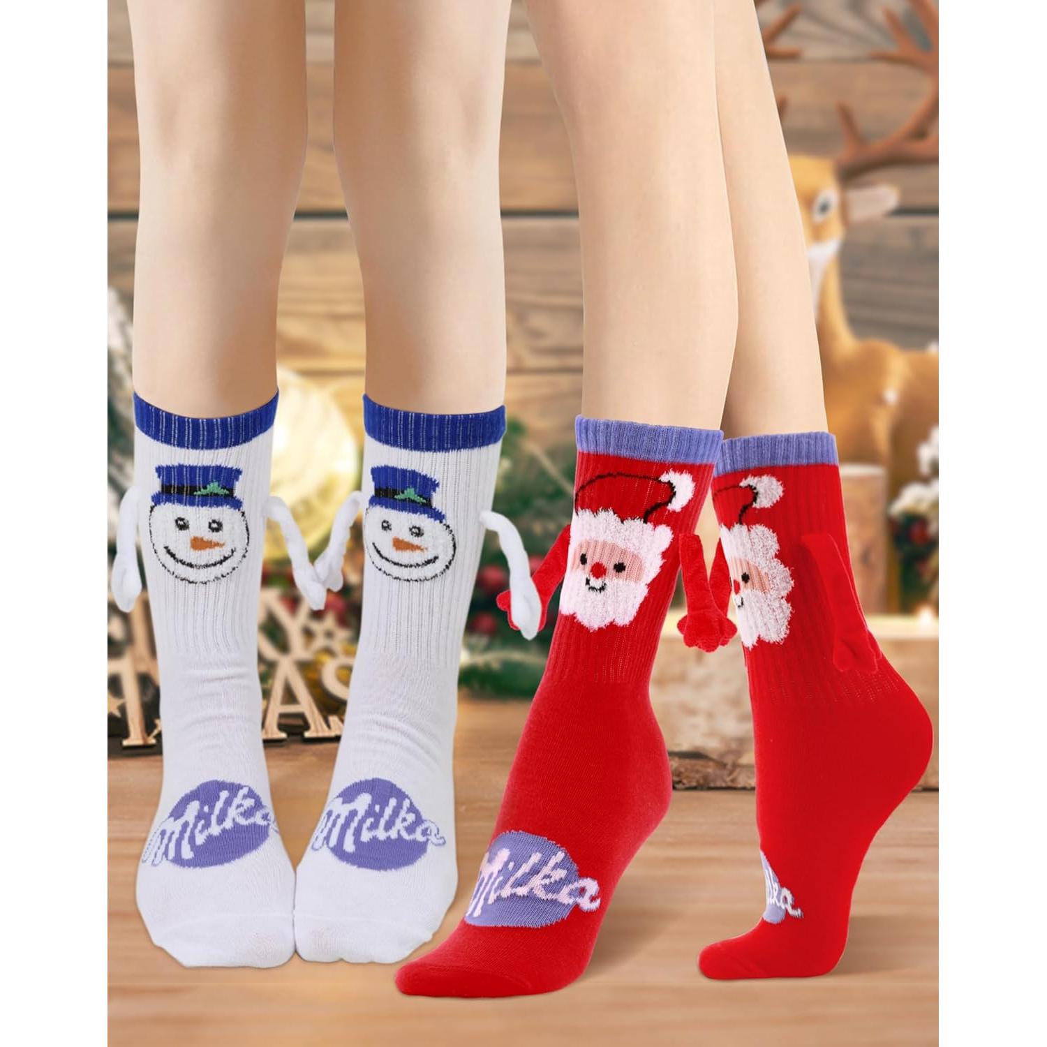 Calcetines Magnéticos de Navidad 4 Pares para Parejas