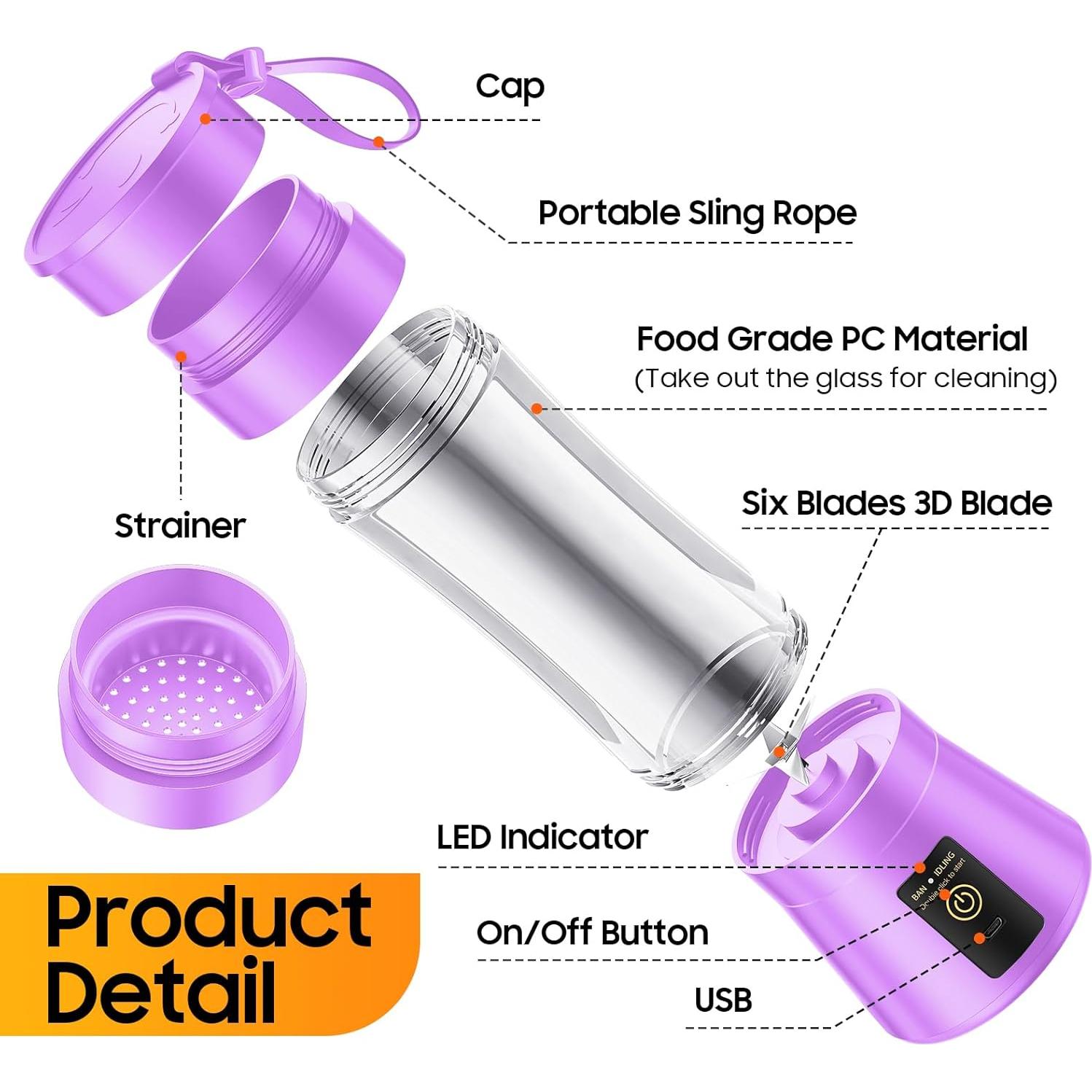 Batidora Portátil YFIXQNSU 380ml Sin Cable - Mezcla Rápida