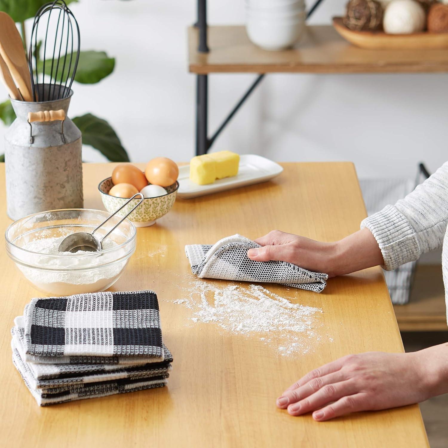 Juego de 6 paños de cocina DII Cuadro de búfalo 30x30 cm