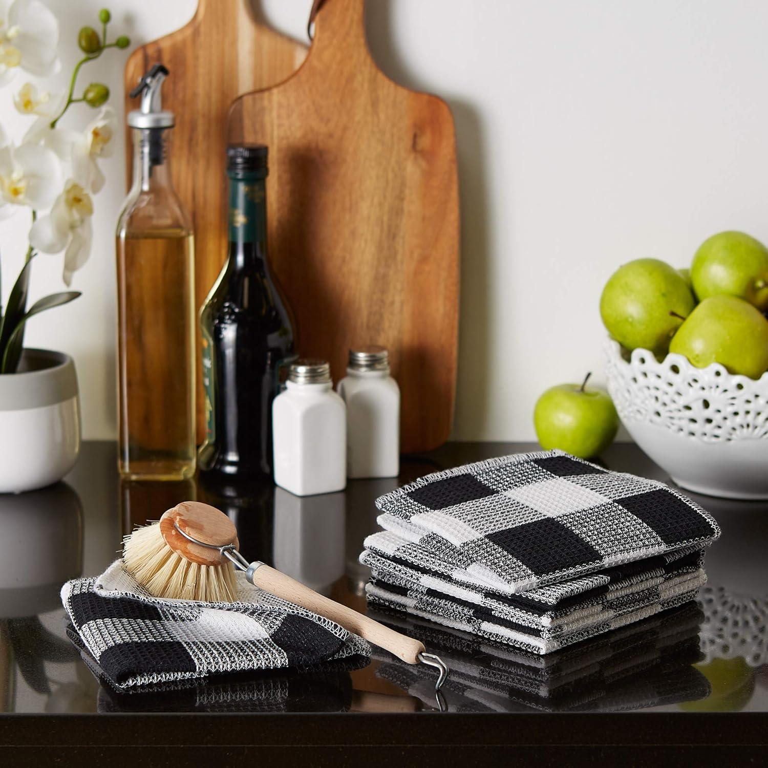 Juego de 6 paños de cocina DII Cuadro de búfalo 30x30 cm